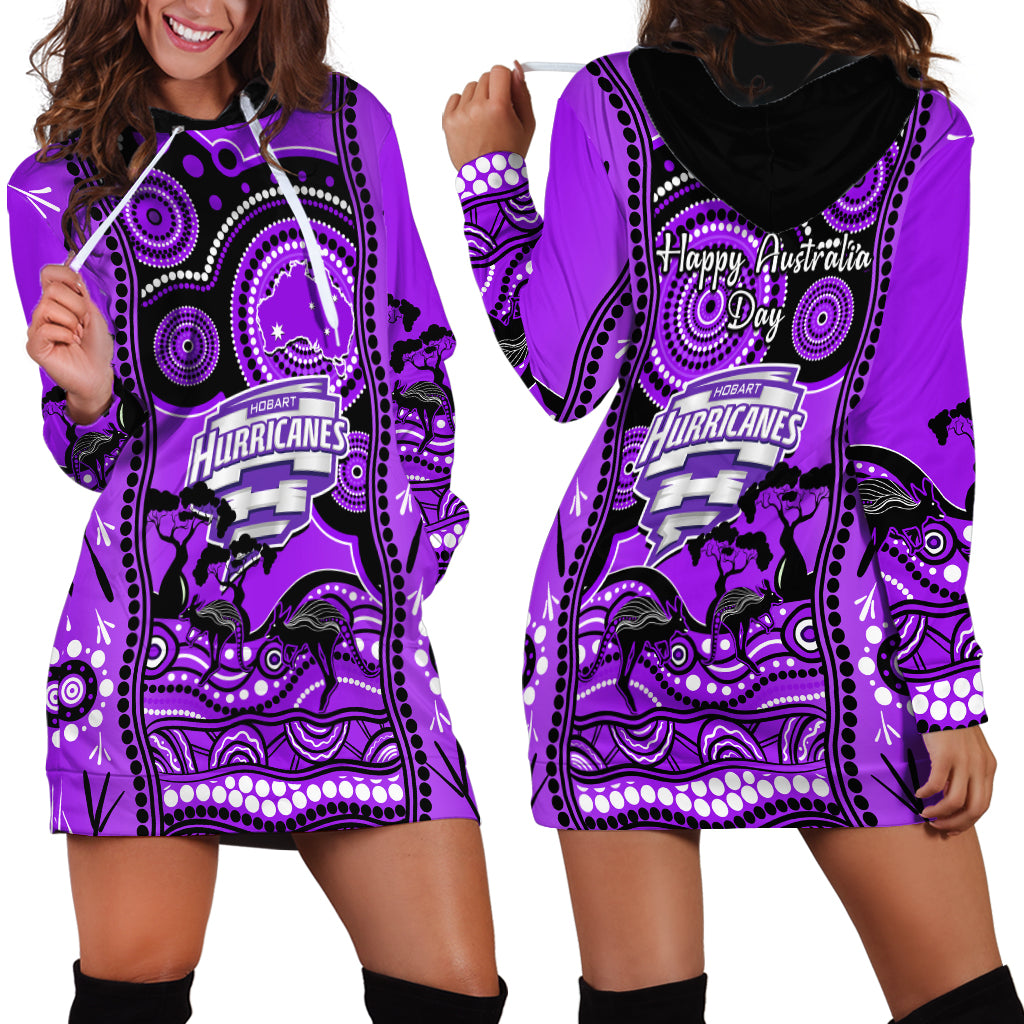 Hobart Hurricanes Cricket Hoodie Dress Happy Australia Day Aboriginal Art - Vibe Hoodie Shop