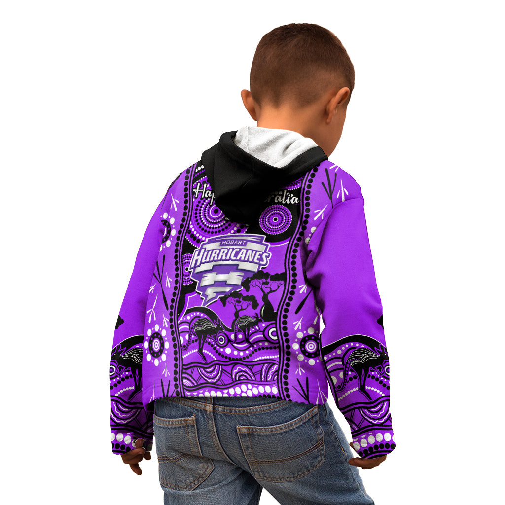 Hobart Hurricanes Cricket Kid Hoodie Happy Australia Day Aboriginal Art - Vibe Hoodie Shop