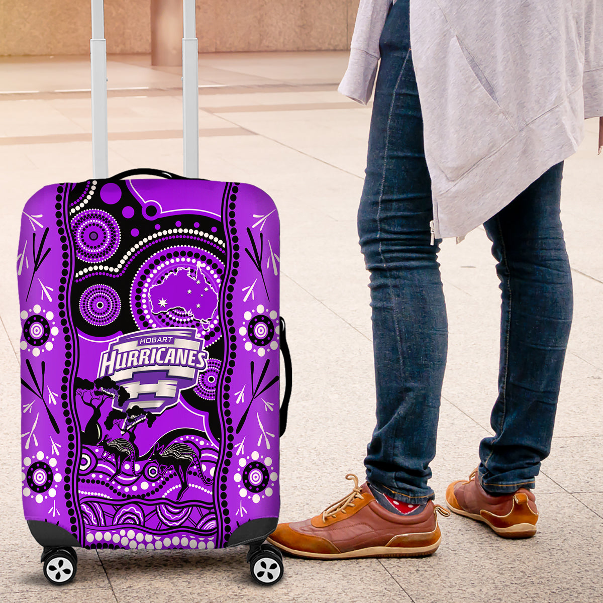 Hobart Hurricanes Cricket Luggage Cover Happy Australia Day Aboriginal Art - Vibe Hoodie Shop