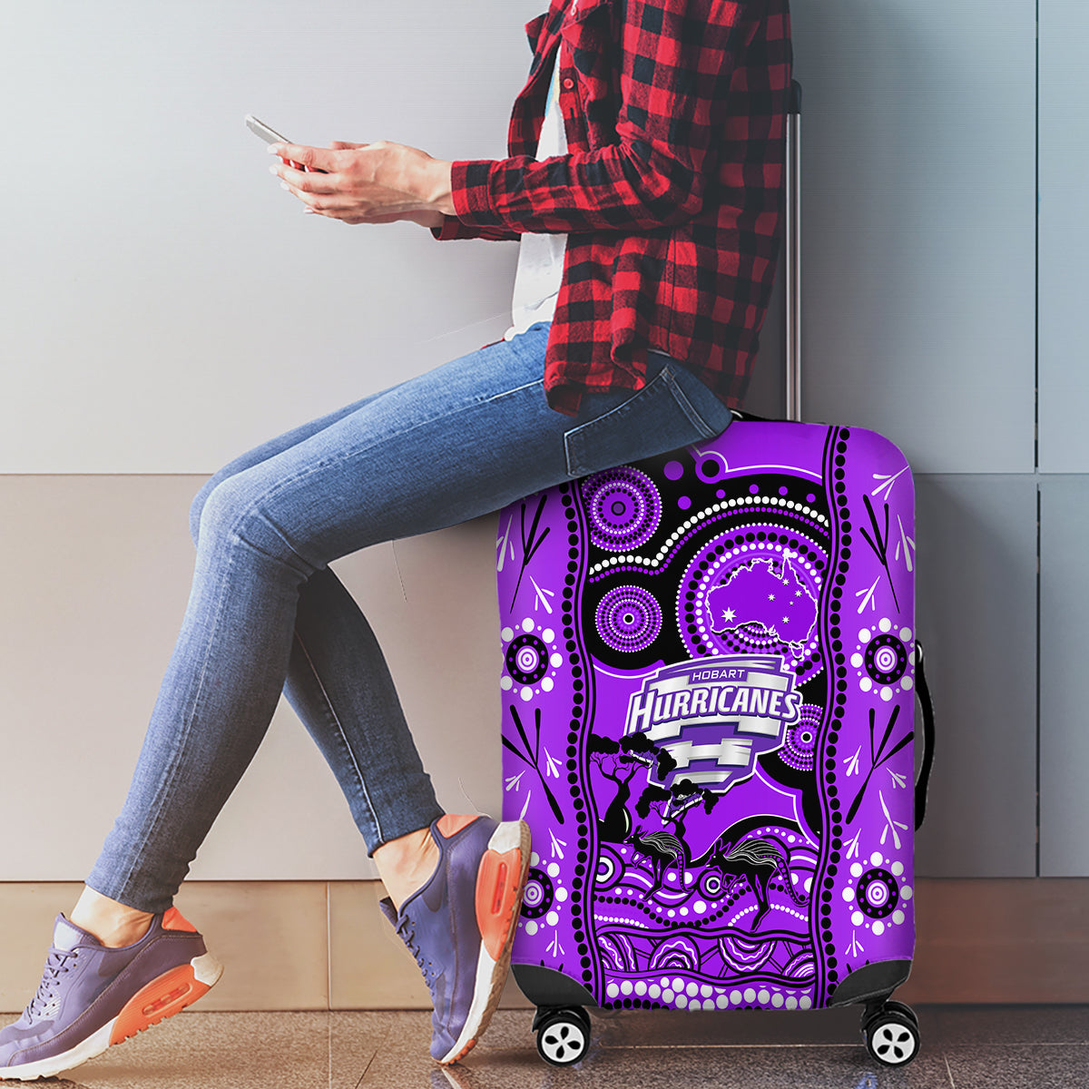 Hobart Hurricanes Cricket Luggage Cover Happy Australia Day Aboriginal Art - Vibe Hoodie Shop