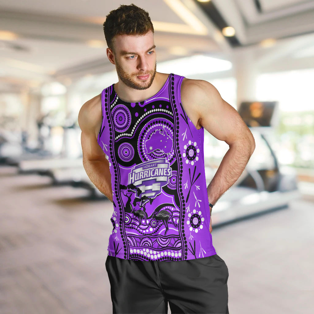 Hobart Hurricanes Cricket Men Tank Top Happy Australia Day Aboriginal Art - Vibe Hoodie Shop