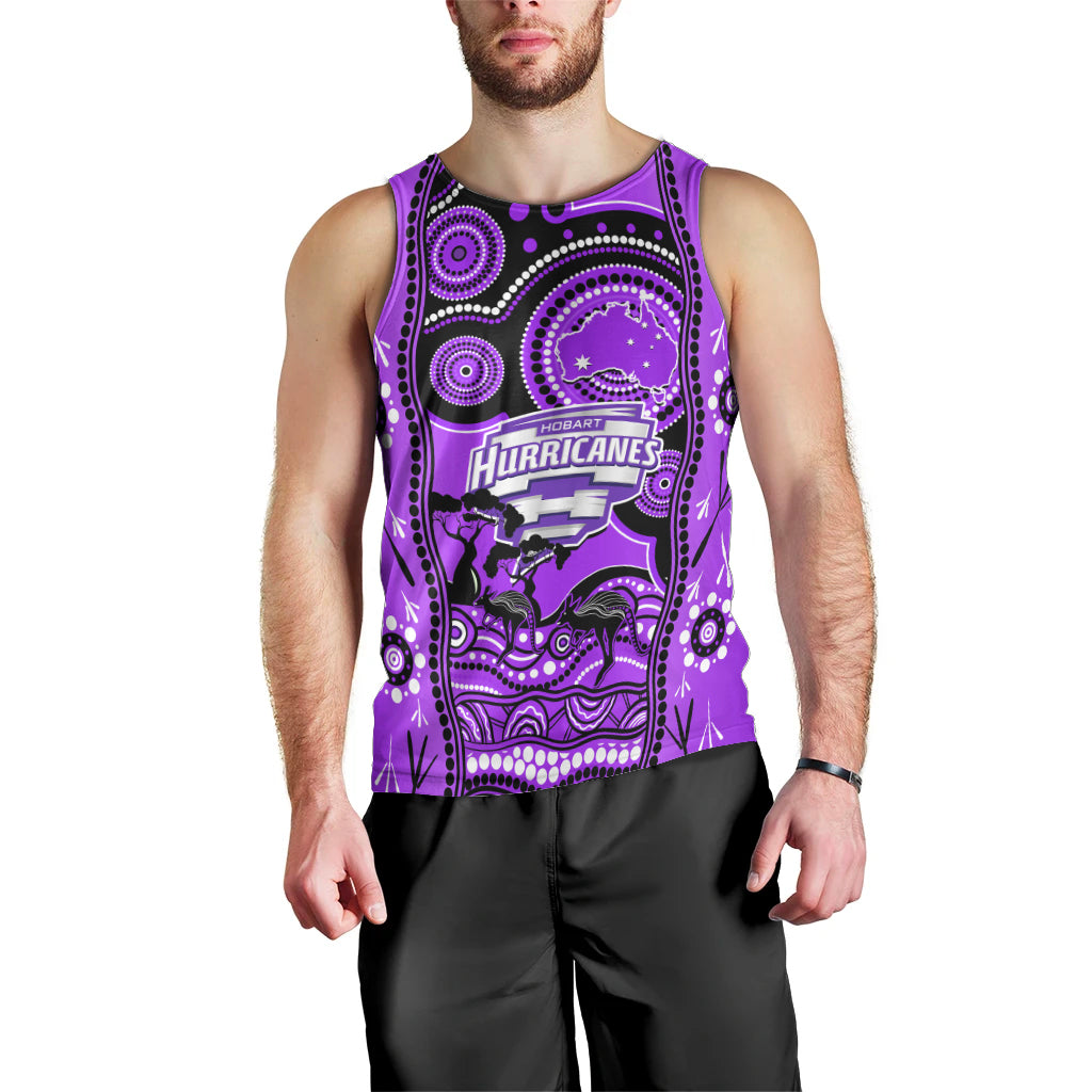 Hobart Hurricanes Cricket Men Tank Top Happy Australia Day Aboriginal Art - Vibe Hoodie Shop