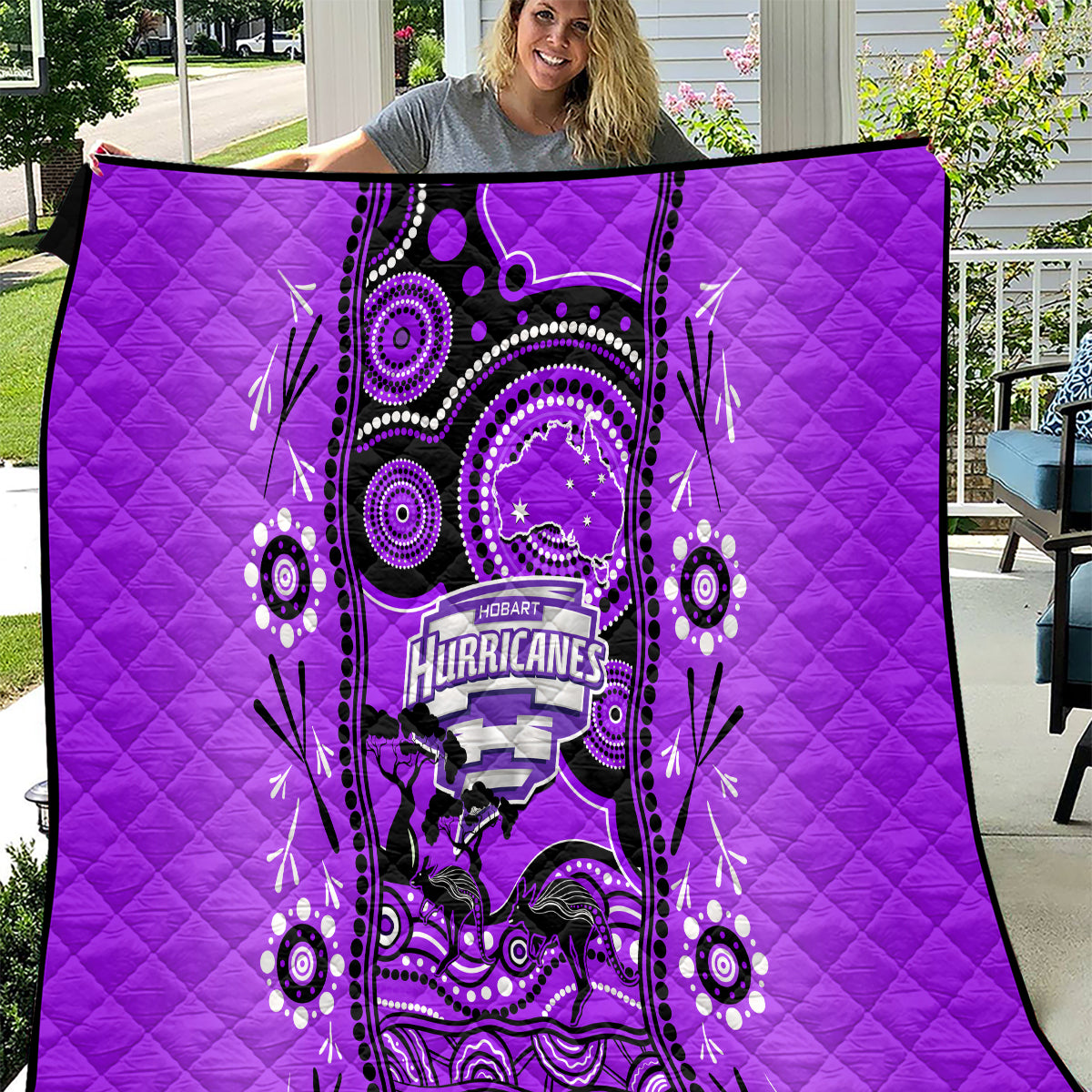 Hobart Hurricanes Cricket Quilt Happy Australia Day Aboriginal Art - Vibe Hoodie Shop