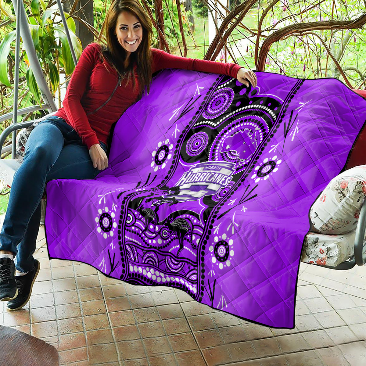 Hobart Hurricanes Cricket Quilt Happy Australia Day Aboriginal Art - Vibe Hoodie Shop