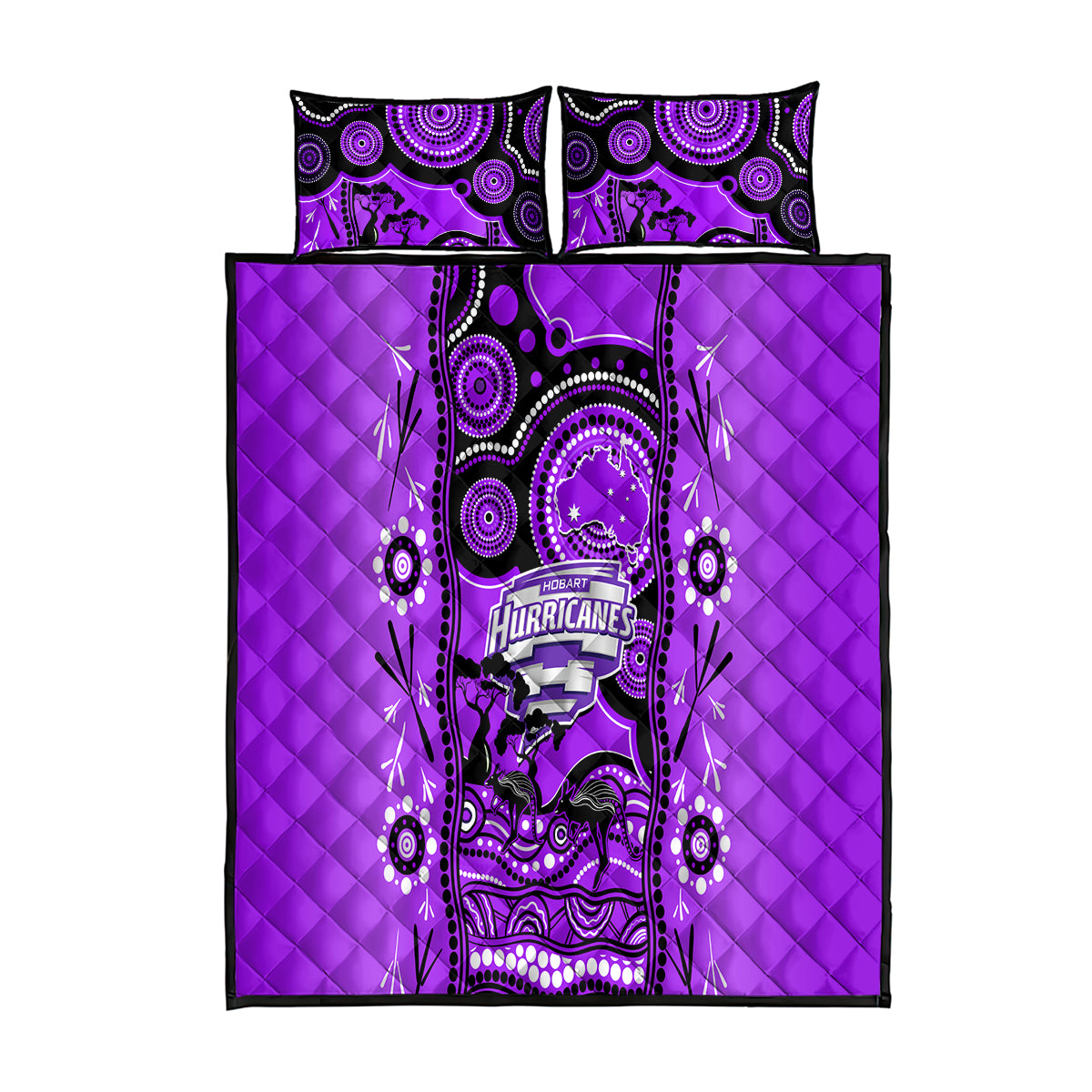 Hobart Hurricanes Cricket Quilt Bed Set Happy Australia Day Aboriginal Art - Vibe Hoodie Shop