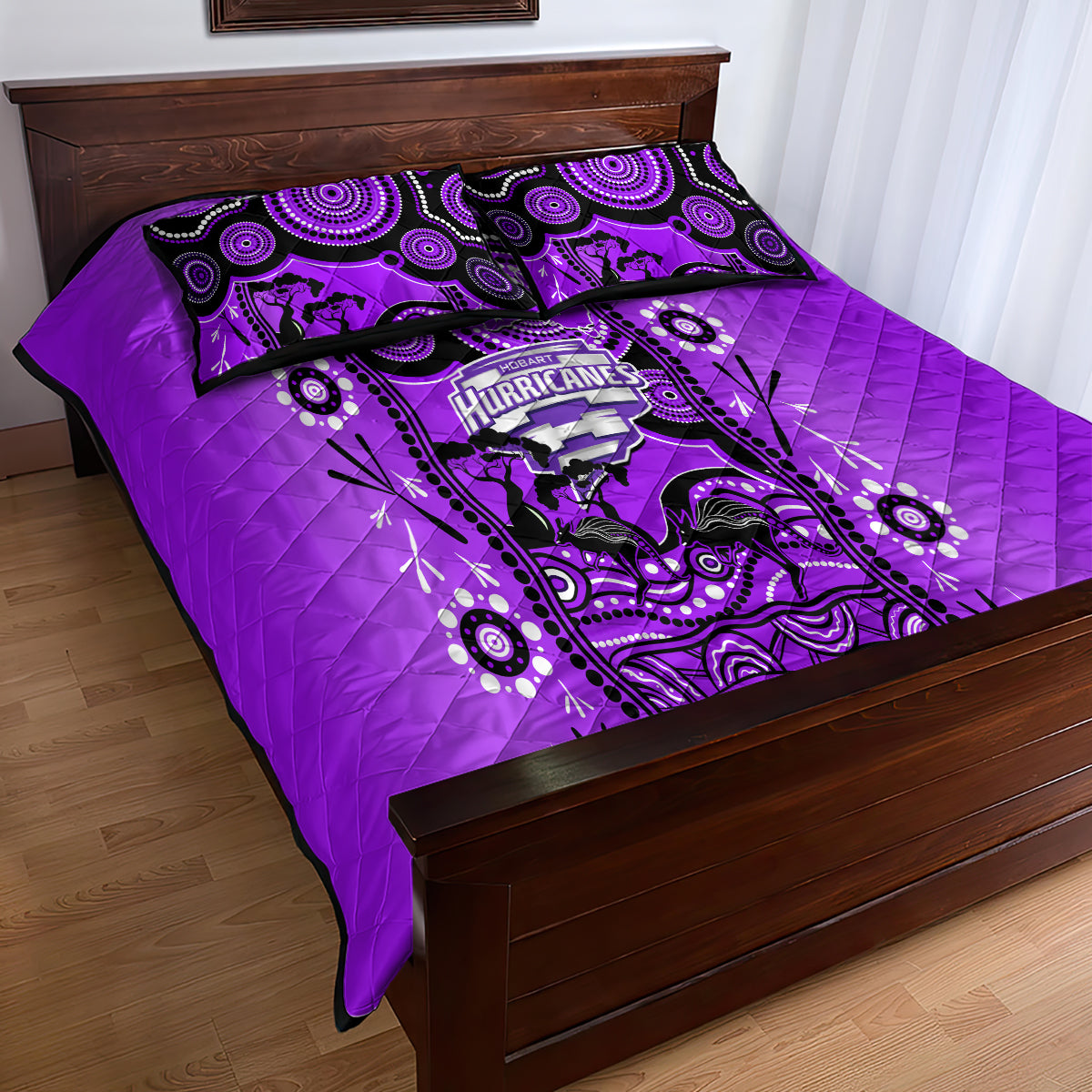 Hobart Hurricanes Cricket Quilt Bed Set Happy Australia Day Aboriginal Art - Vibe Hoodie Shop