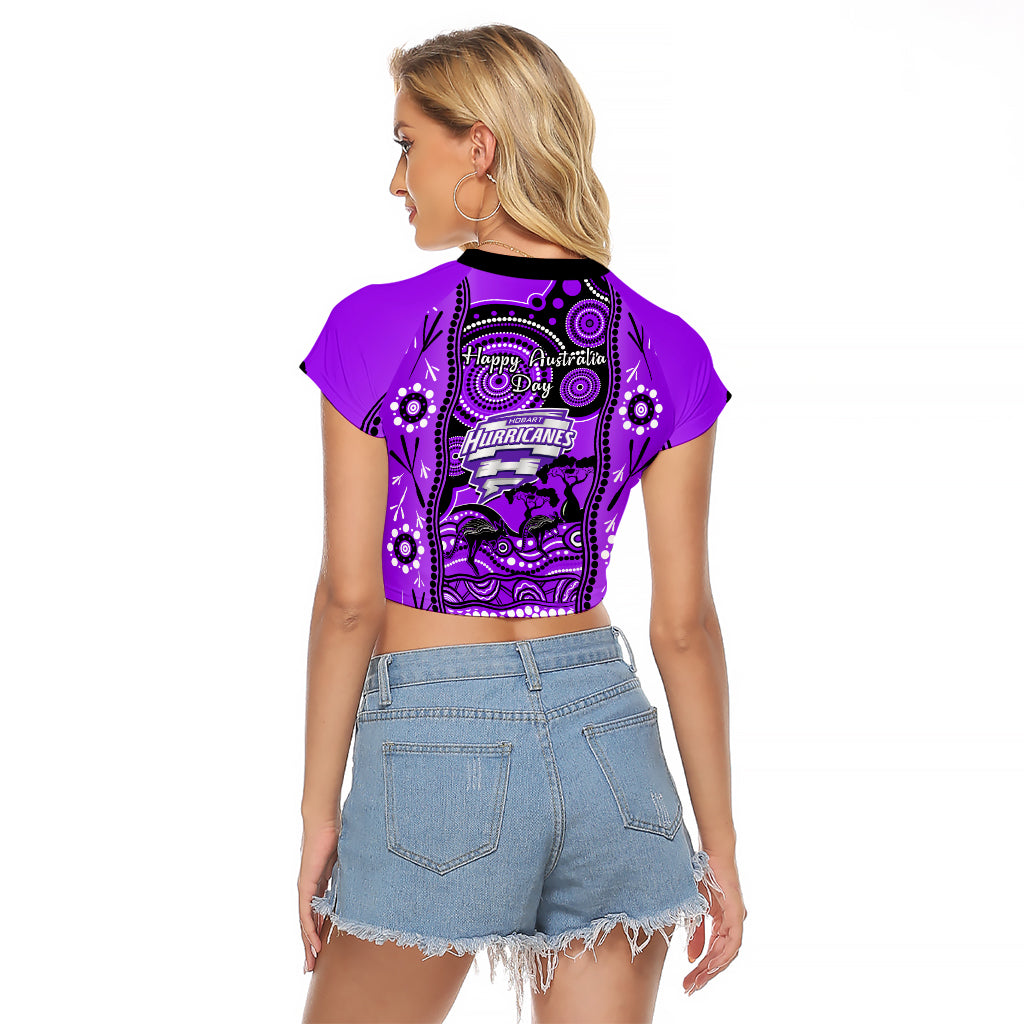 Hobart Hurricanes Cricket Raglan Cropped T Shirt Happy Australia Day Aboriginal Art - Vibe Hoodie Shop