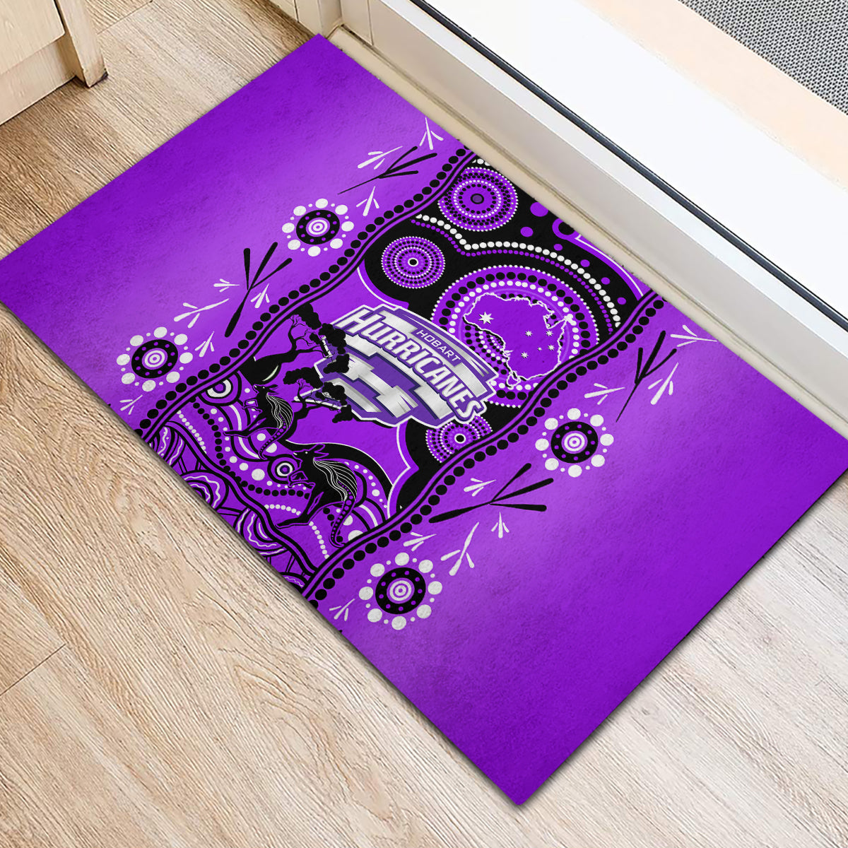 hobart-hurricanes-cricket-rubber-doormat-happy-australia-day-aboriginal-art