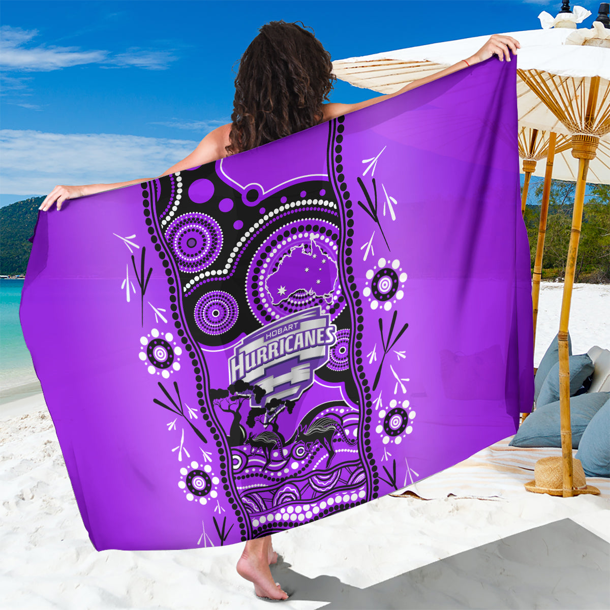 Hobart Hurricanes Cricket Sarong Happy Australia Day Aboriginal Art - Vibe Hoodie Shop