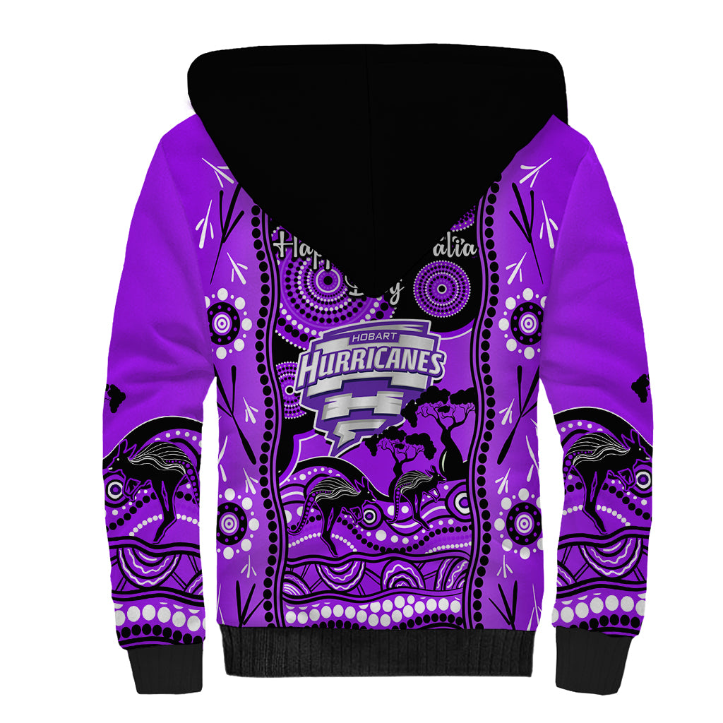 Hobart Hurricanes Cricket Sherpa Hoodie Happy Australia Day Aboriginal Art - Vibe Hoodie Shop