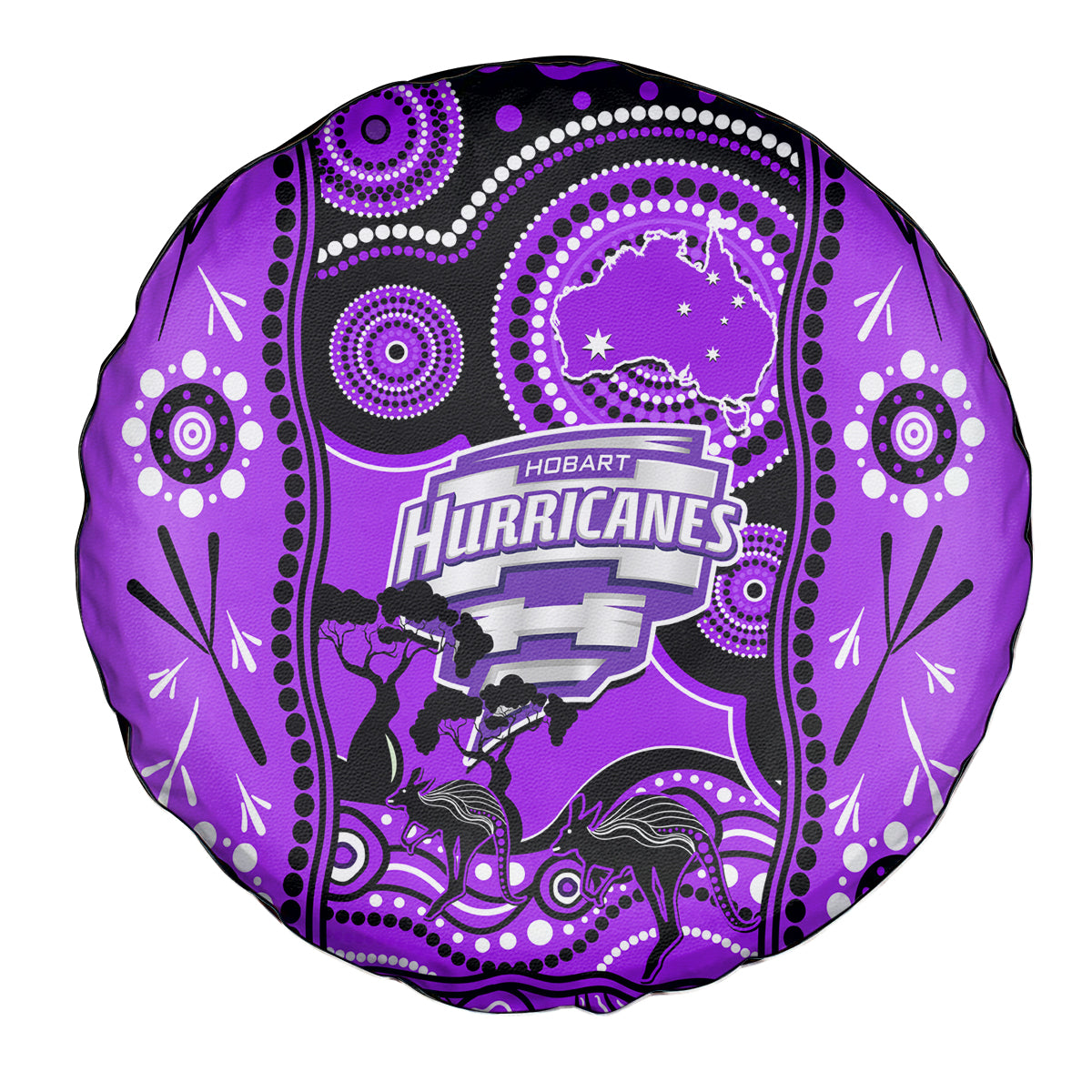 Hobart Hurricanes Cricket Spare Tire Cover Happy Australia Day Aboriginal Art - Vibe Hoodie Shop