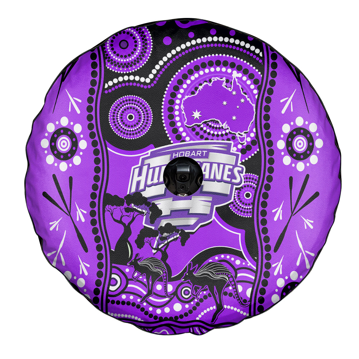 Hobart Hurricanes Cricket Spare Tire Cover Happy Australia Day Aboriginal Art - Vibe Hoodie Shop