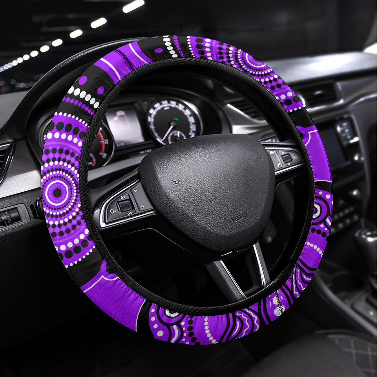 Hobart Hurricanes Cricket Steering Wheel Cover Happy Australia Day Aboriginal Art