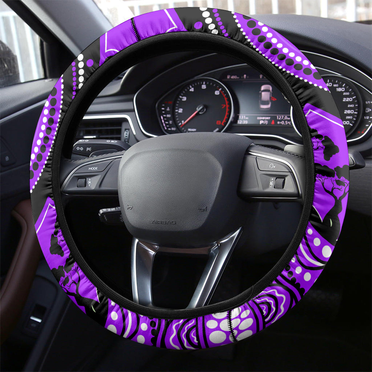 Hobart Hurricanes Cricket Steering Wheel Cover Happy Australia Day Aboriginal Art