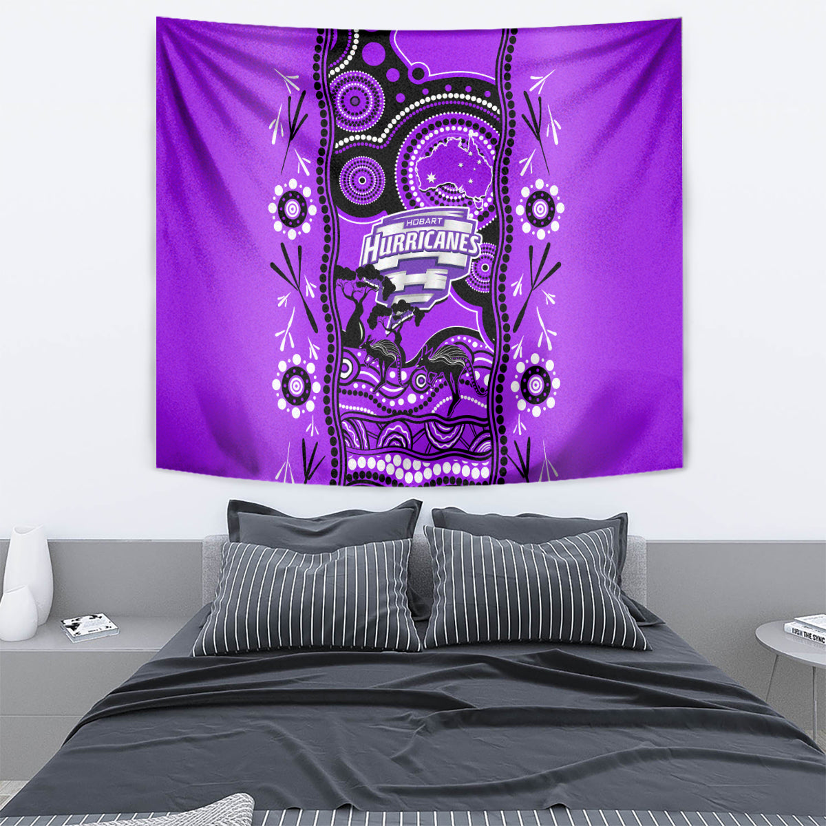 Hobart Hurricanes Cricket Tapestry Happy Australia Day Aboriginal Art - Vibe Hoodie Shop