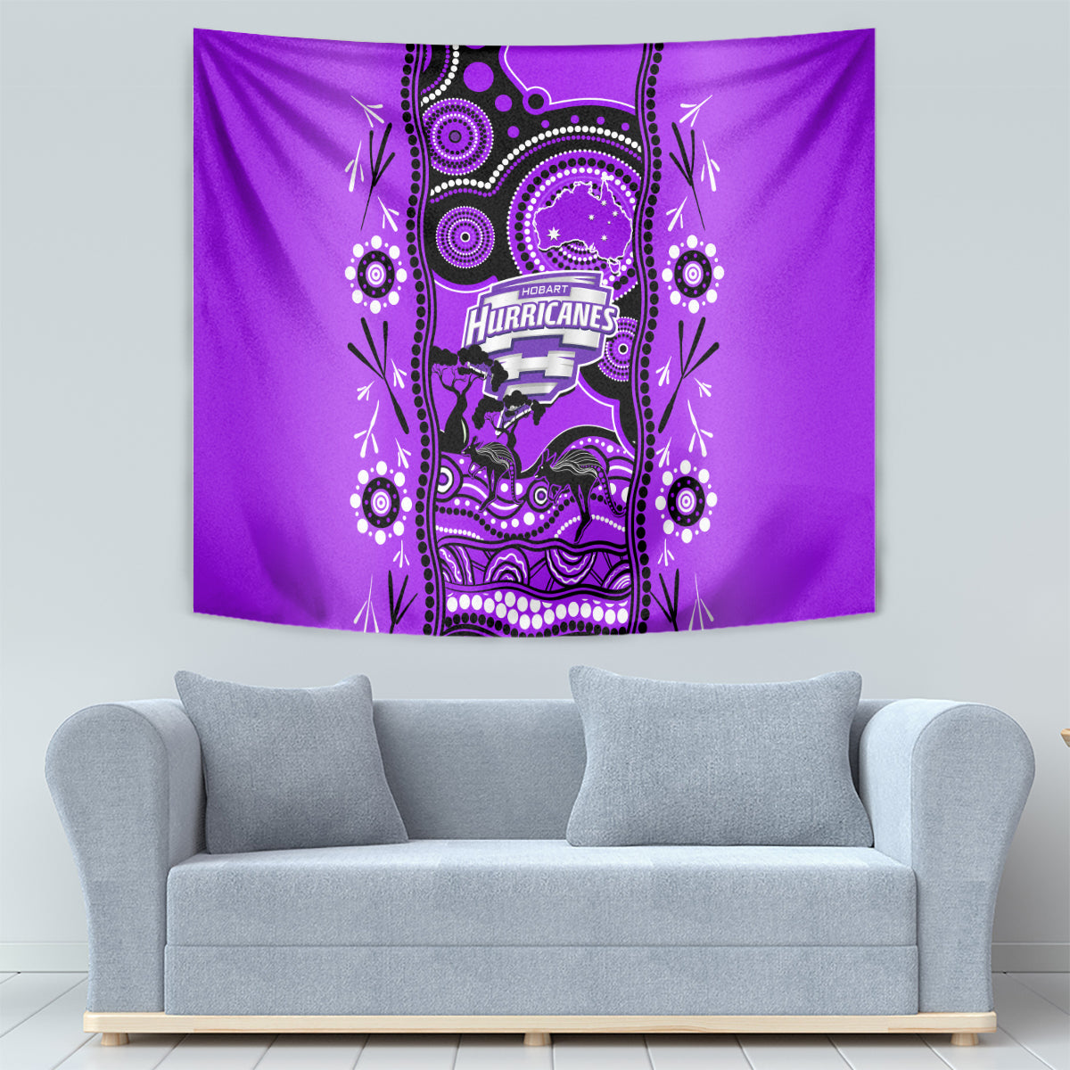 Hobart Hurricanes Cricket Tapestry Happy Australia Day Aboriginal Art - Vibe Hoodie Shop