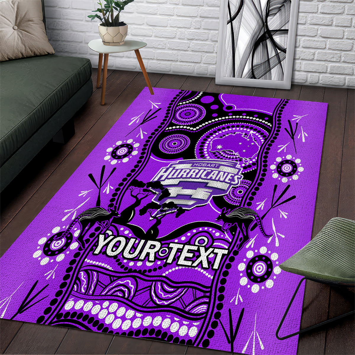 Custom Hobart Hurricanes Cricket Area Rug Happy Australia Day Aboriginal Art - Vibe Hoodie Shop