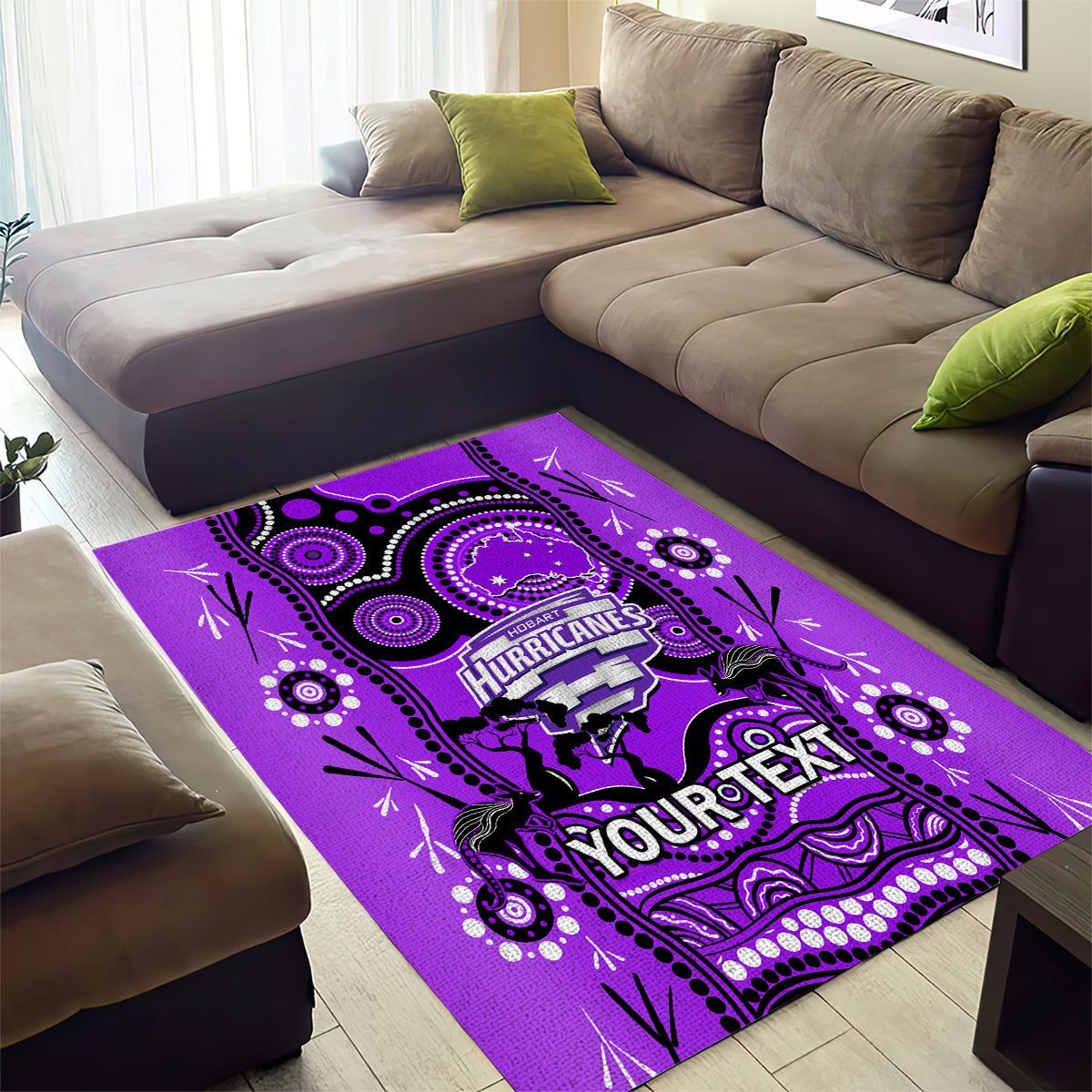 Custom Hobart Hurricanes Cricket Area Rug Happy Australia Day Aboriginal Art - Vibe Hoodie Shop