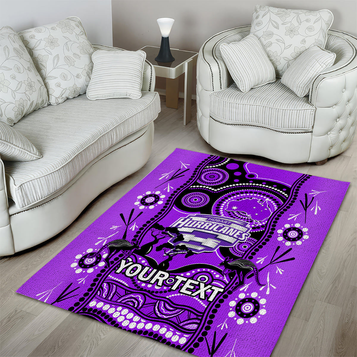 Custom Hobart Hurricanes Cricket Area Rug Happy Australia Day Aboriginal Art - Vibe Hoodie Shop