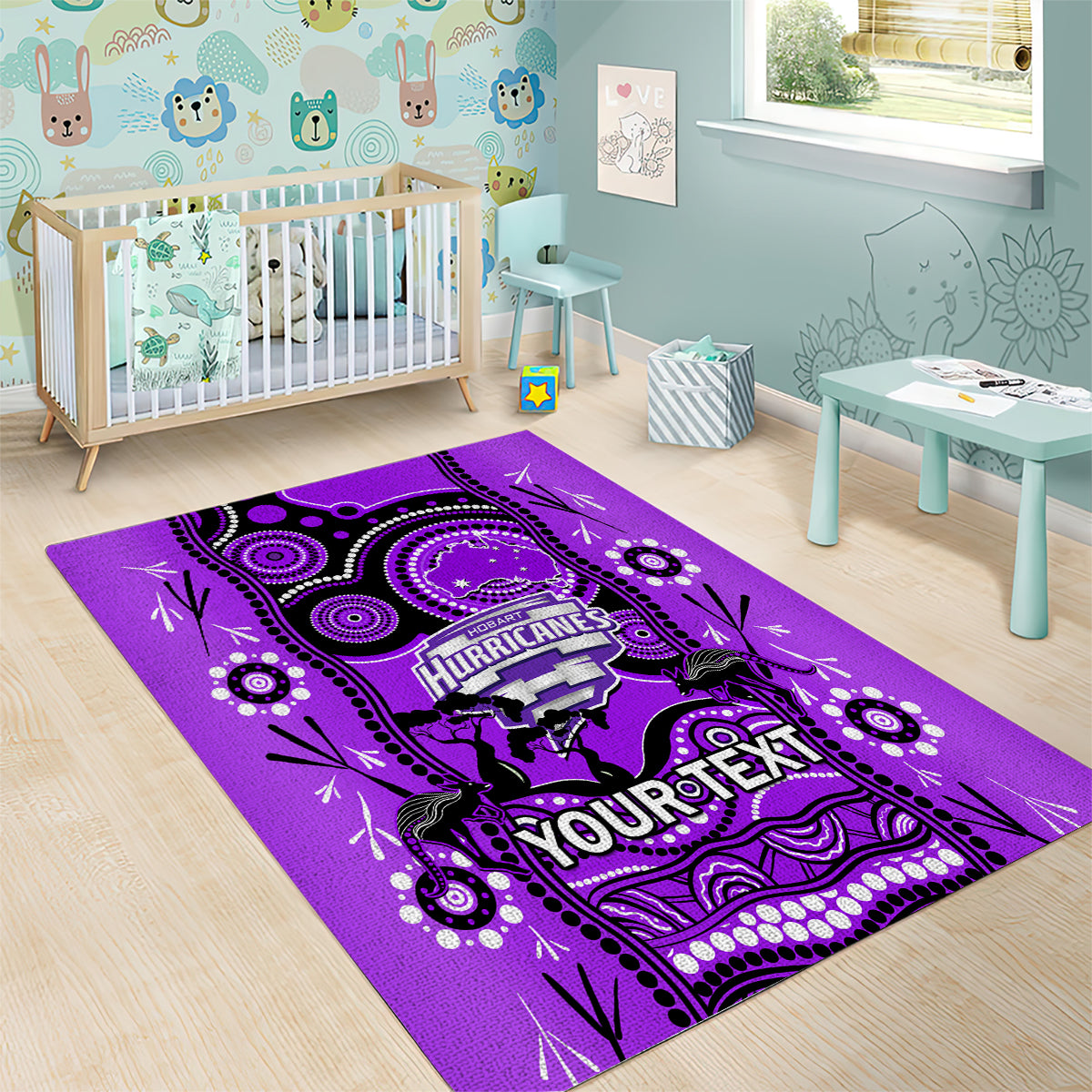 Custom Hobart Hurricanes Cricket Area Rug Happy Australia Day Aboriginal Art - Vibe Hoodie Shop