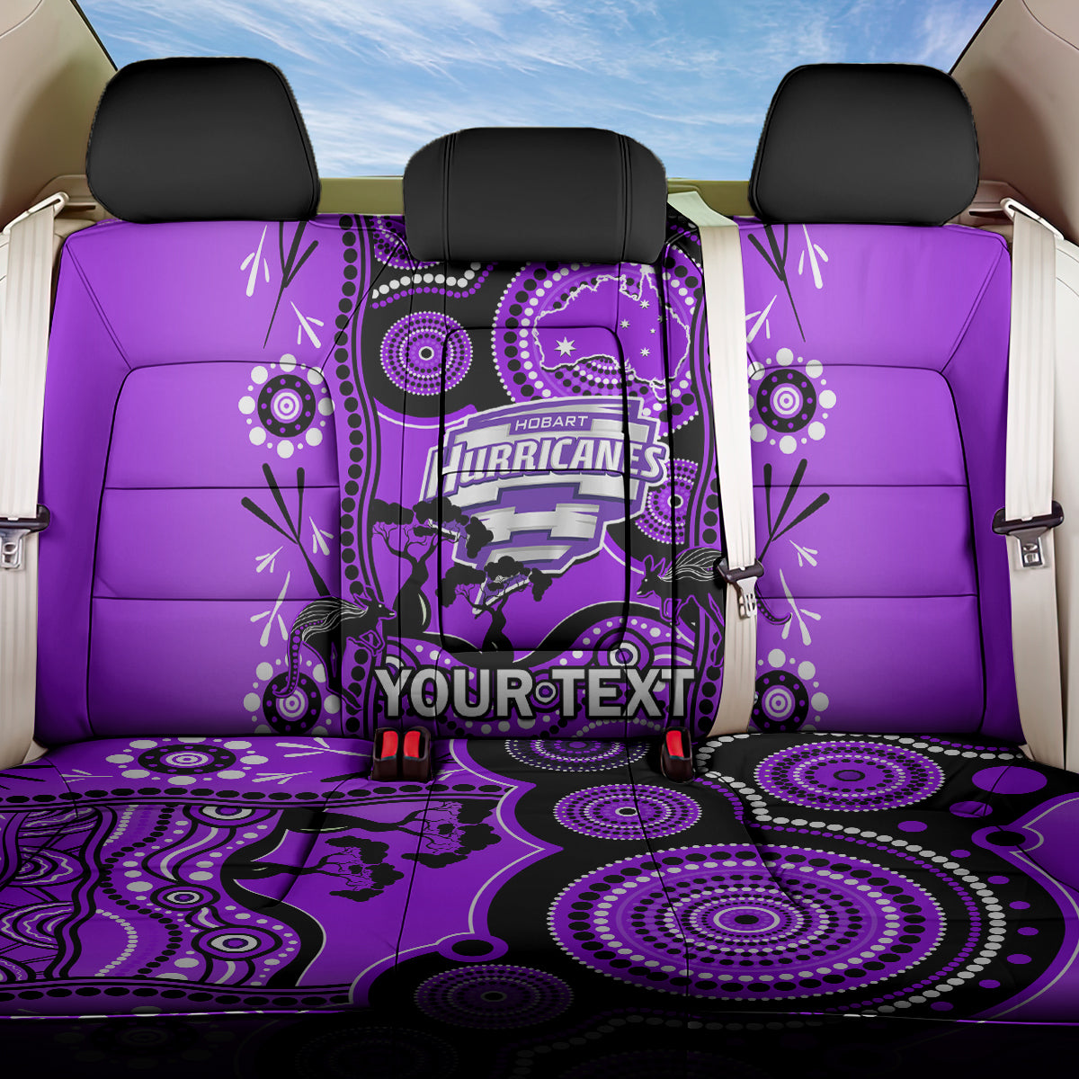 Custom Hobart Hurricanes Cricket Back Car Seat Cover Happy Australia Day Aboriginal Art LT14