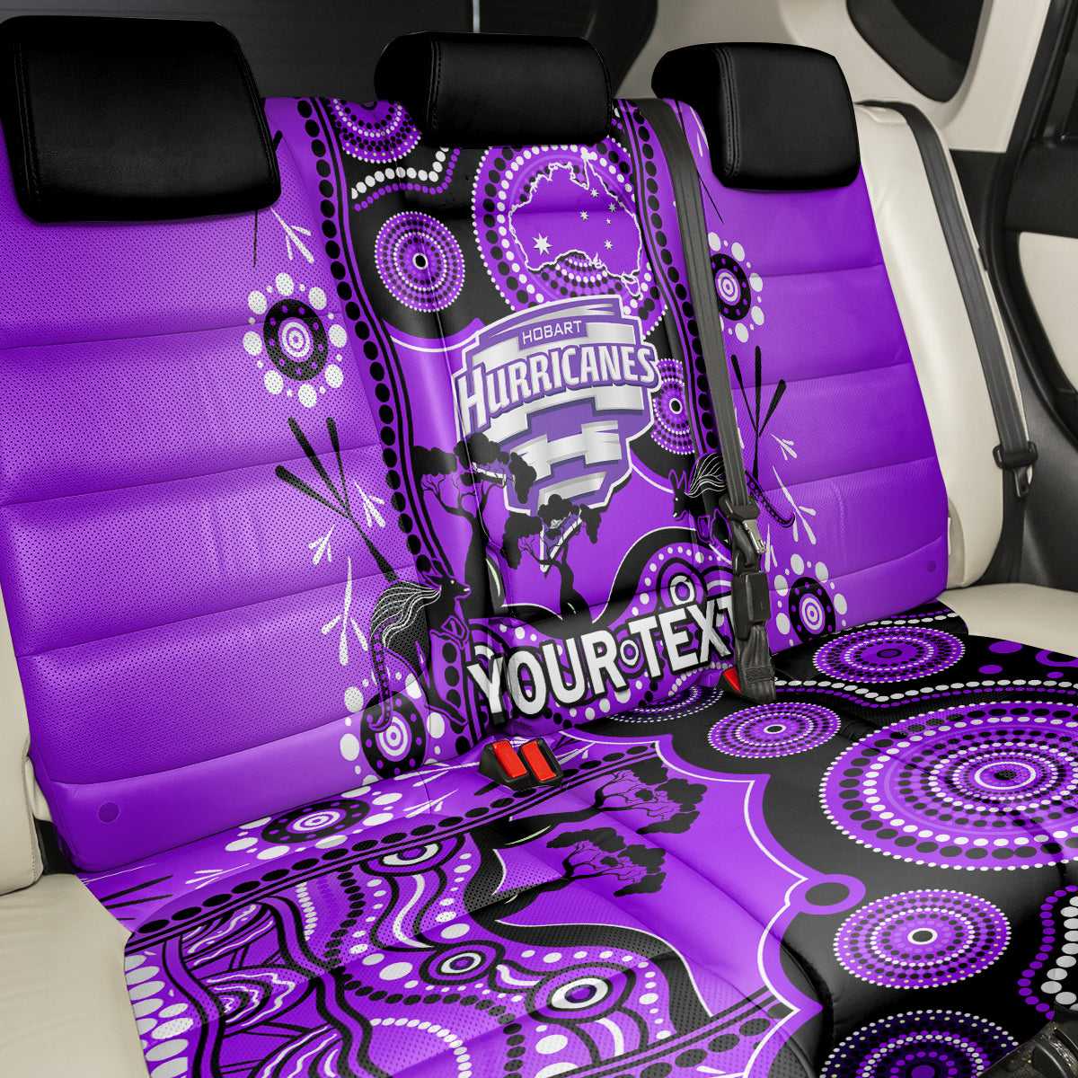 Custom Hobart Hurricanes Cricket Back Car Seat Cover Happy Australia Day Aboriginal Art LT14