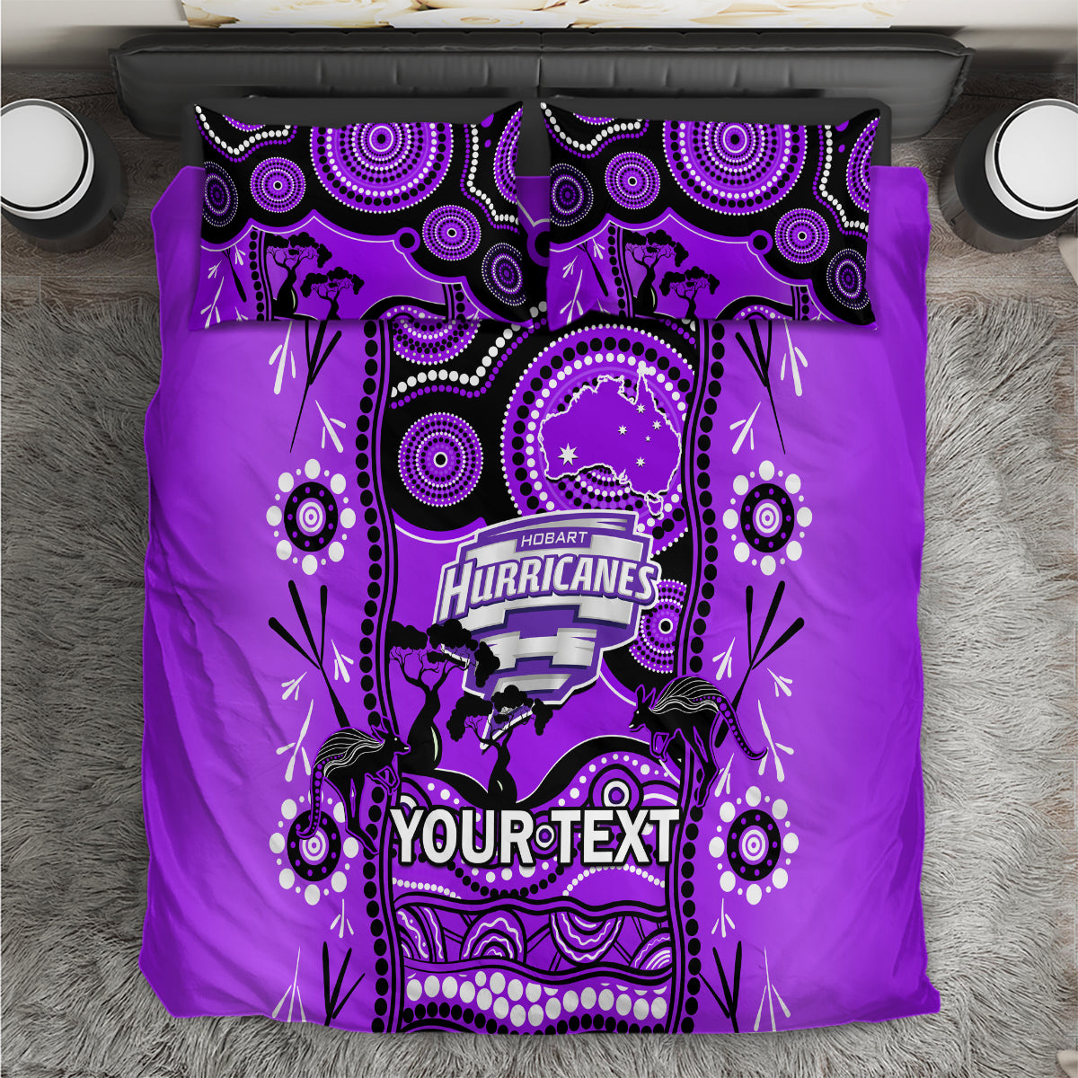 Custom Hobart Hurricanes Cricket Bedding Set Happy Australia Day Aboriginal Art - Vibe Hoodie Shop