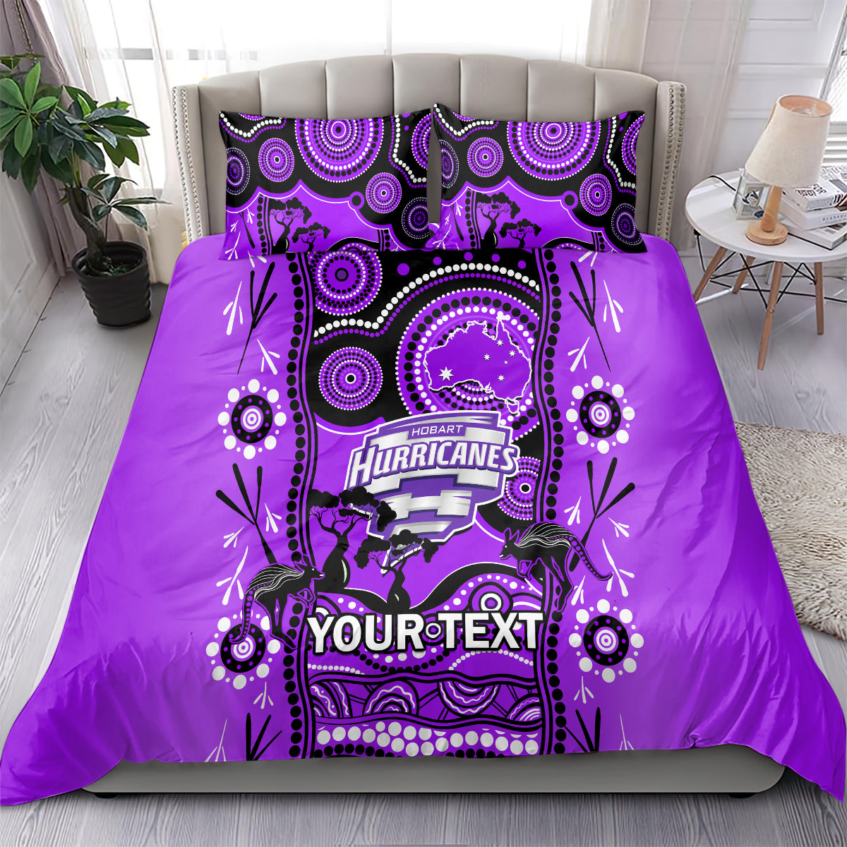 Custom Hobart Hurricanes Cricket Bedding Set Happy Australia Day Aboriginal Art - Vibe Hoodie Shop