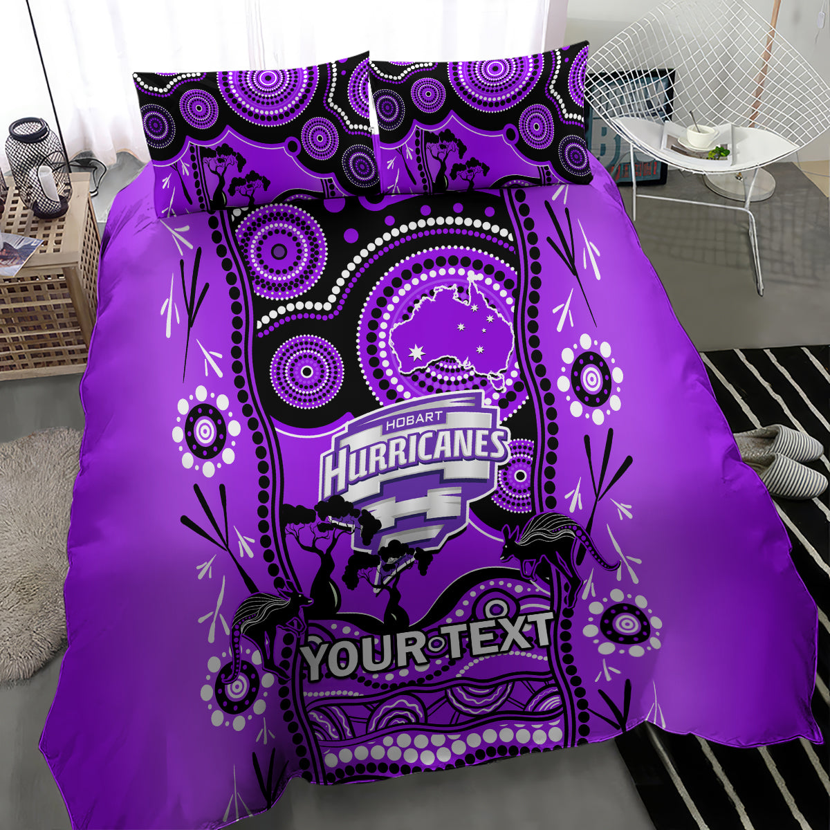 Custom Hobart Hurricanes Cricket Bedding Set Happy Australia Day Aboriginal Art - Vibe Hoodie Shop