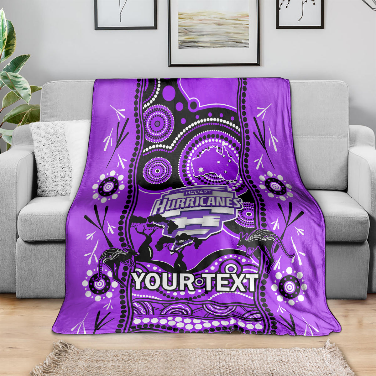 Custom Hobart Hurricanes Cricket Blanket Happy Australia Day Aboriginal Art - Vibe Hoodie Shop