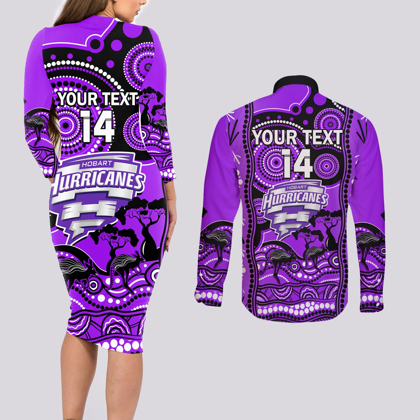 custom-hobart-hurricanes-cricket-couples-matching-long-sleeve-bodycon-dress-and-long-sleeve-button-shirt-happy-australia-day-aboriginal-art