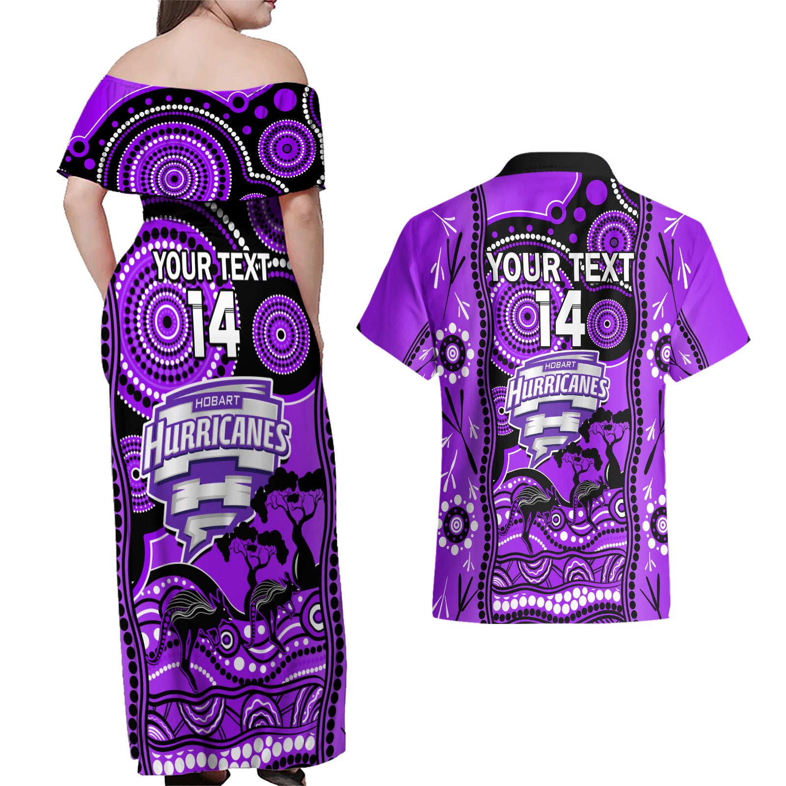 custom-hobart-hurricanes-cricket-couples-matching-off-shoulder-maxi-dress-and-hawaiian-shirt-happy-australia-day-aboriginal-art