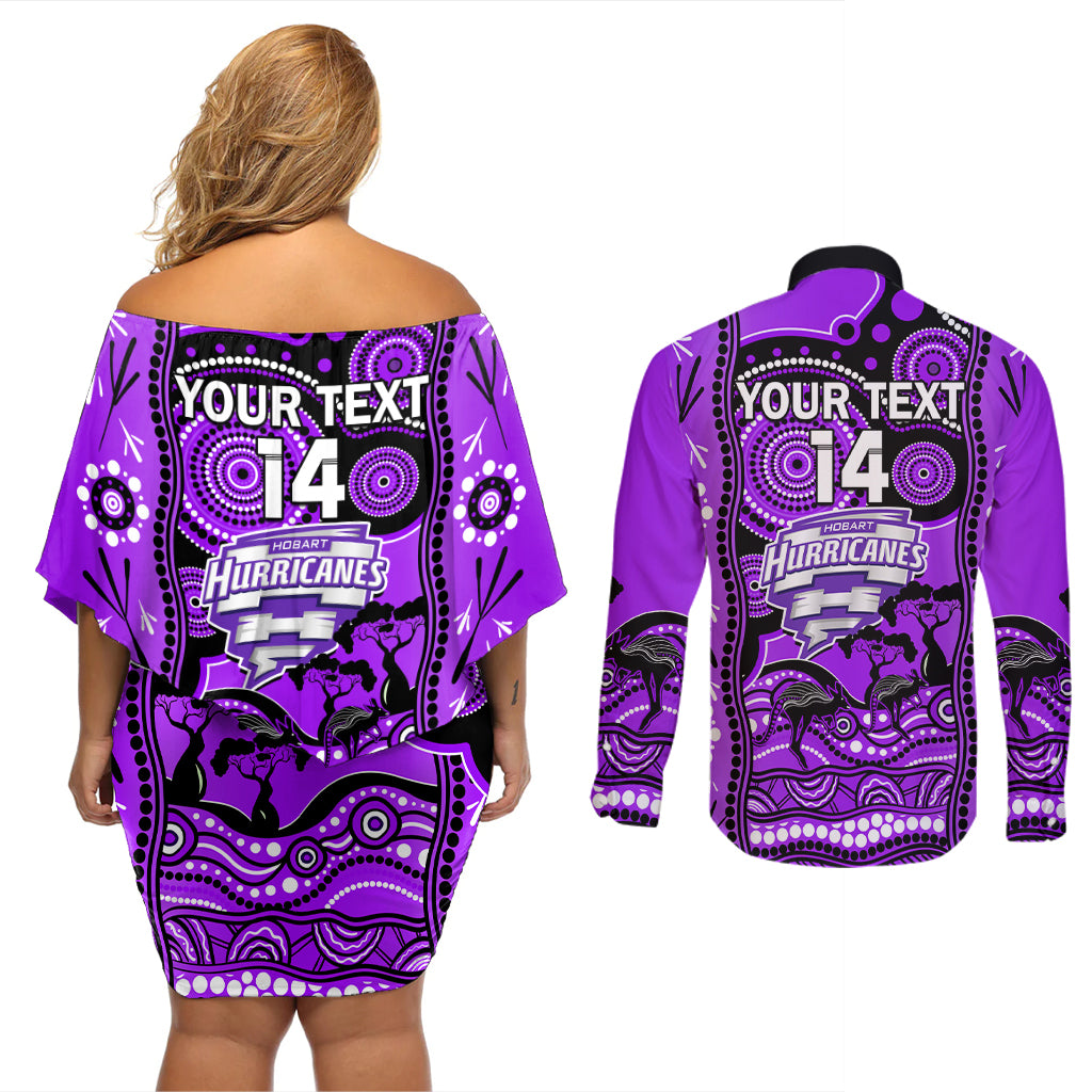 custom-hobart-hurricanes-cricket-couples-matching-off-shoulder-short-dress-and-long-sleeve-button-shirt-happy-australia-day-aboriginal-art