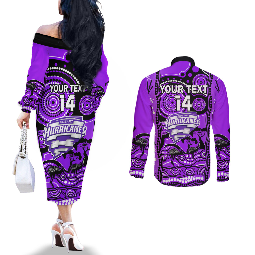 custom-hobart-hurricanes-cricket-couples-matching-off-the-shoulder-long-sleeve-dress-and-long-sleeve-button-shirt-happy-australia-day-aboriginal-art