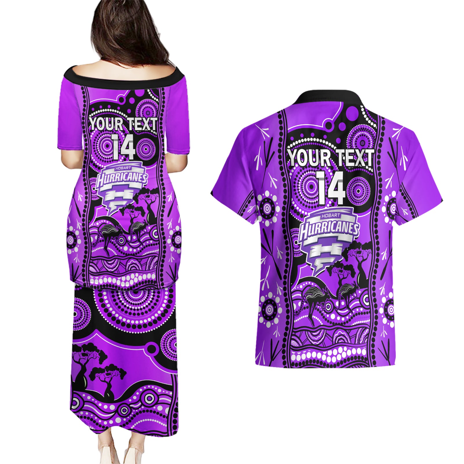 custom-hobart-hurricanes-cricket-couples-matching-puletasi-dress-and-hawaiian-shirt-happy-australia-day-aboriginal-art