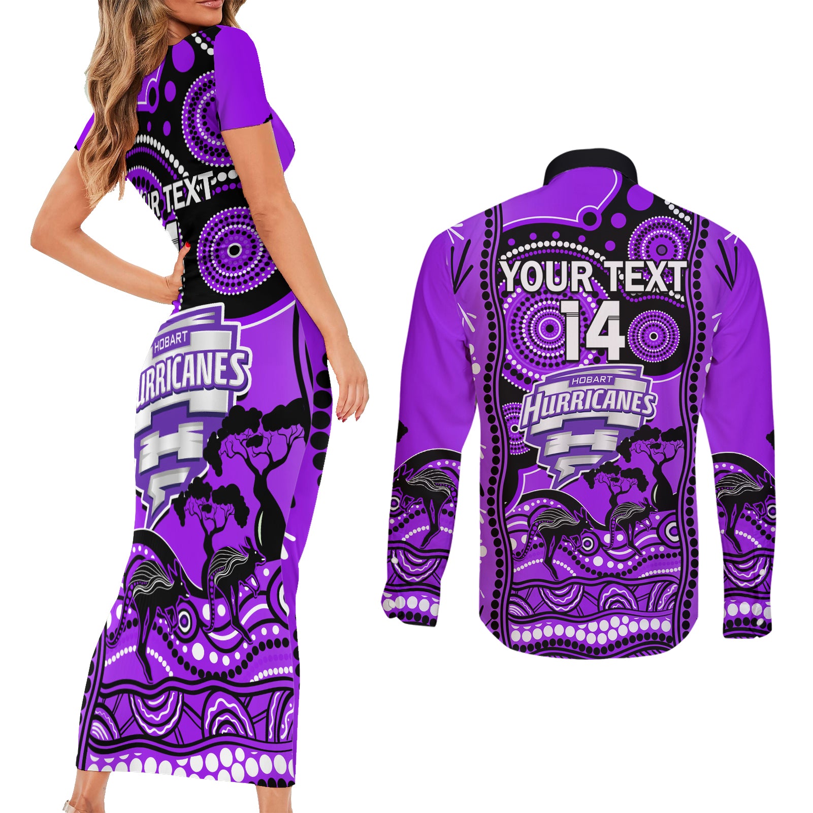 custom-hobart-hurricanes-cricket-couples-matching-short-sleeve-bodycon-dress-and-long-sleeve-button-shirt-happy-australia-day-aboriginal-art