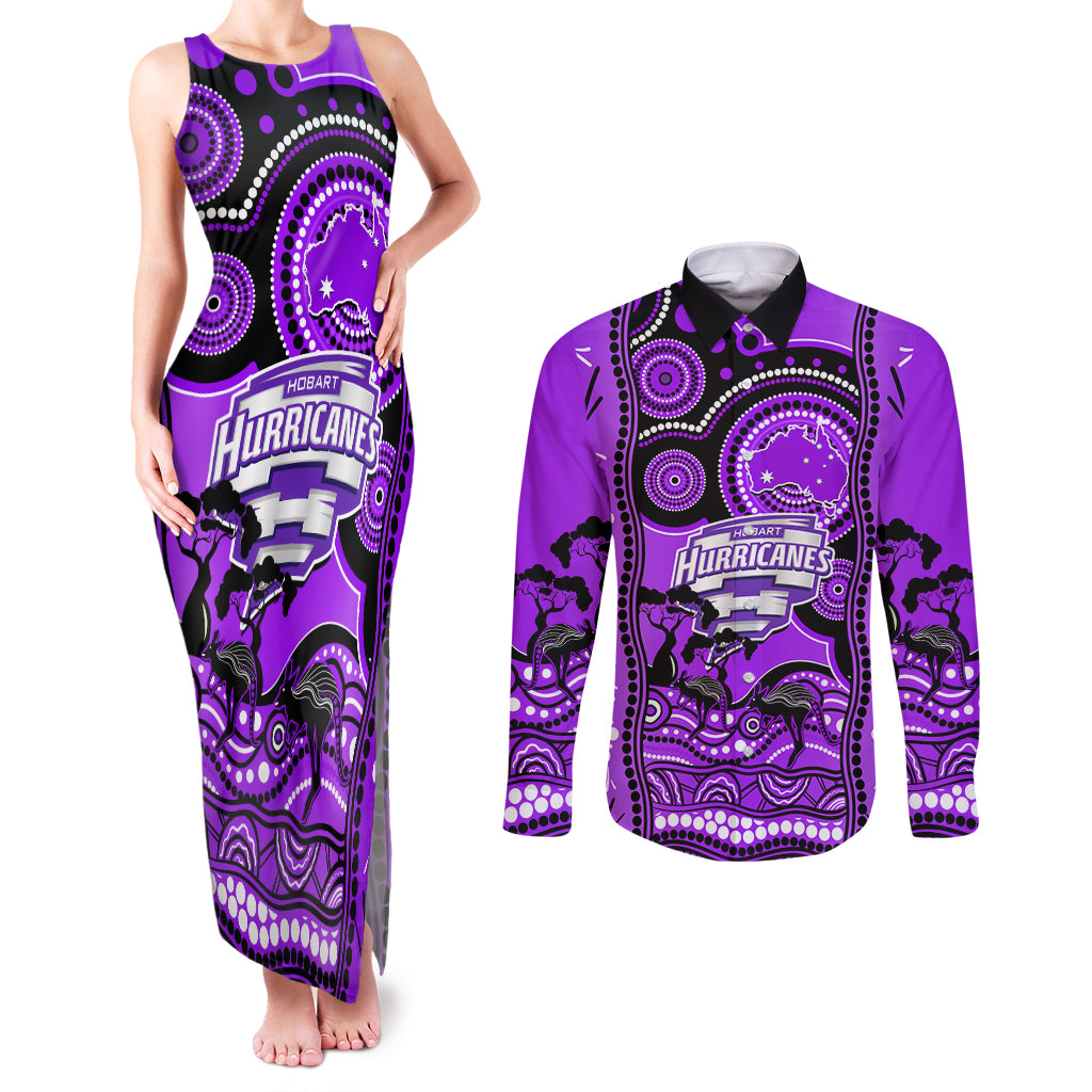 custom-hobart-hurricanes-cricket-couples-matching-tank-maxi-dress-and-long-sleeve-button-shirt-happy-australia-day-aboriginal-art