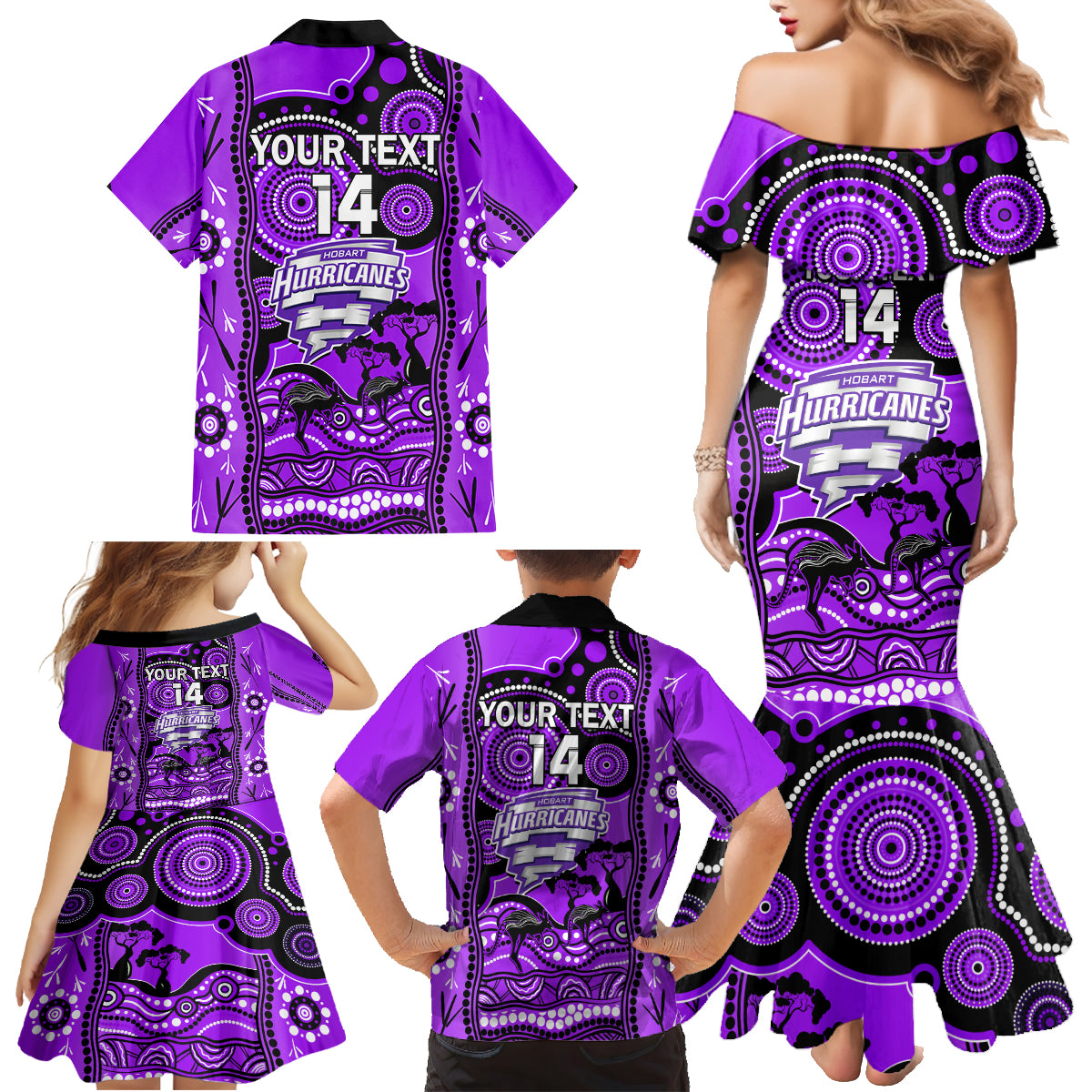 custom-hobart-hurricanes-cricket-family-matching-mermaid-dress-and-hawaiian-shirt-happy-australia-day-aboriginal-art