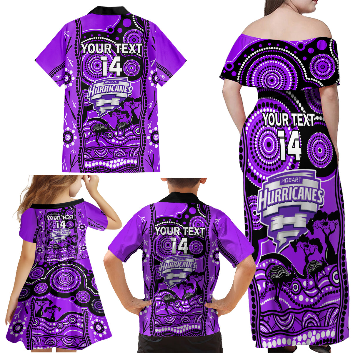 custom-hobart-hurricanes-cricket-family-matching-off-shoulder-maxi-dress-and-hawaiian-shirt-happy-australia-day-aboriginal-art