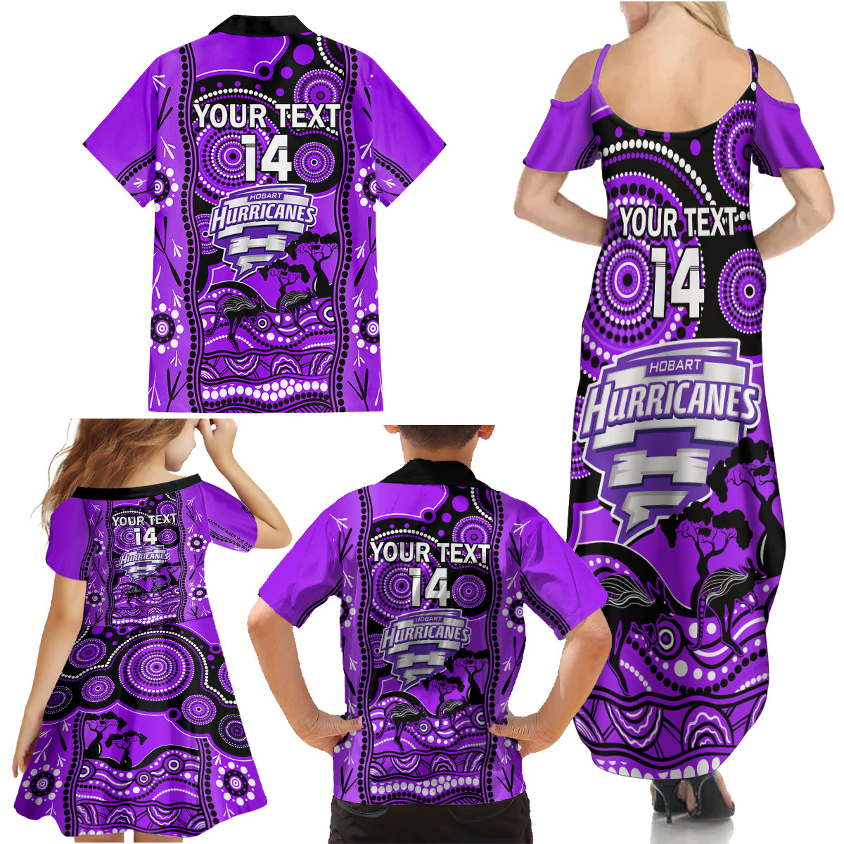 custom-hobart-hurricanes-cricket-family-matching-summer-maxi-dress-and-hawaiian-shirt-happy-australia-day-aboriginal-art