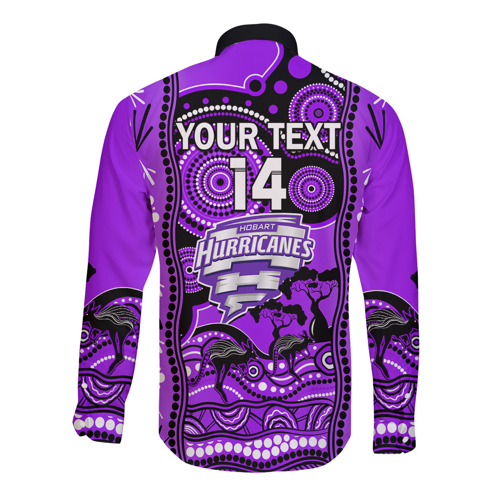 Custom Hobart Hurricanes Cricket Long Sleeve Button Shirt Happy Australia Day Aboriginal Art - Vibe Hoodie Shop