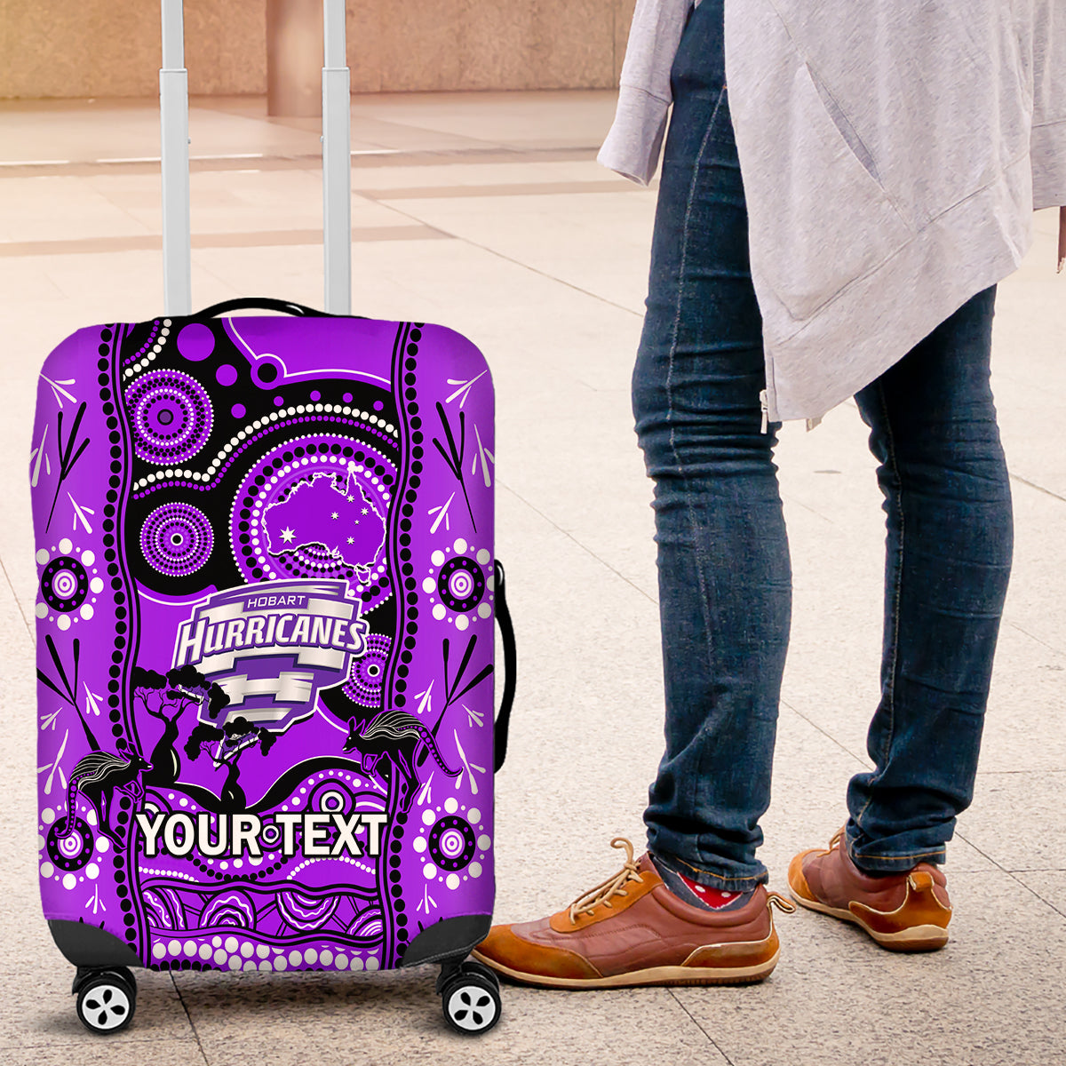 Custom Hobart Hurricanes Cricket Luggage Cover Happy Australia Day Aboriginal Art - Vibe Hoodie Shop