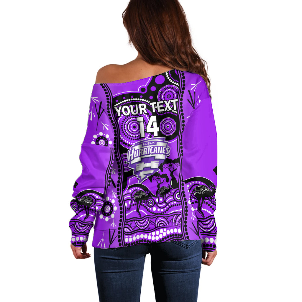 Custom Hobart Hurricanes Cricket Off Shoulder Sweater Happy Australia Day Aboriginal Art - Vibe Hoodie Shop