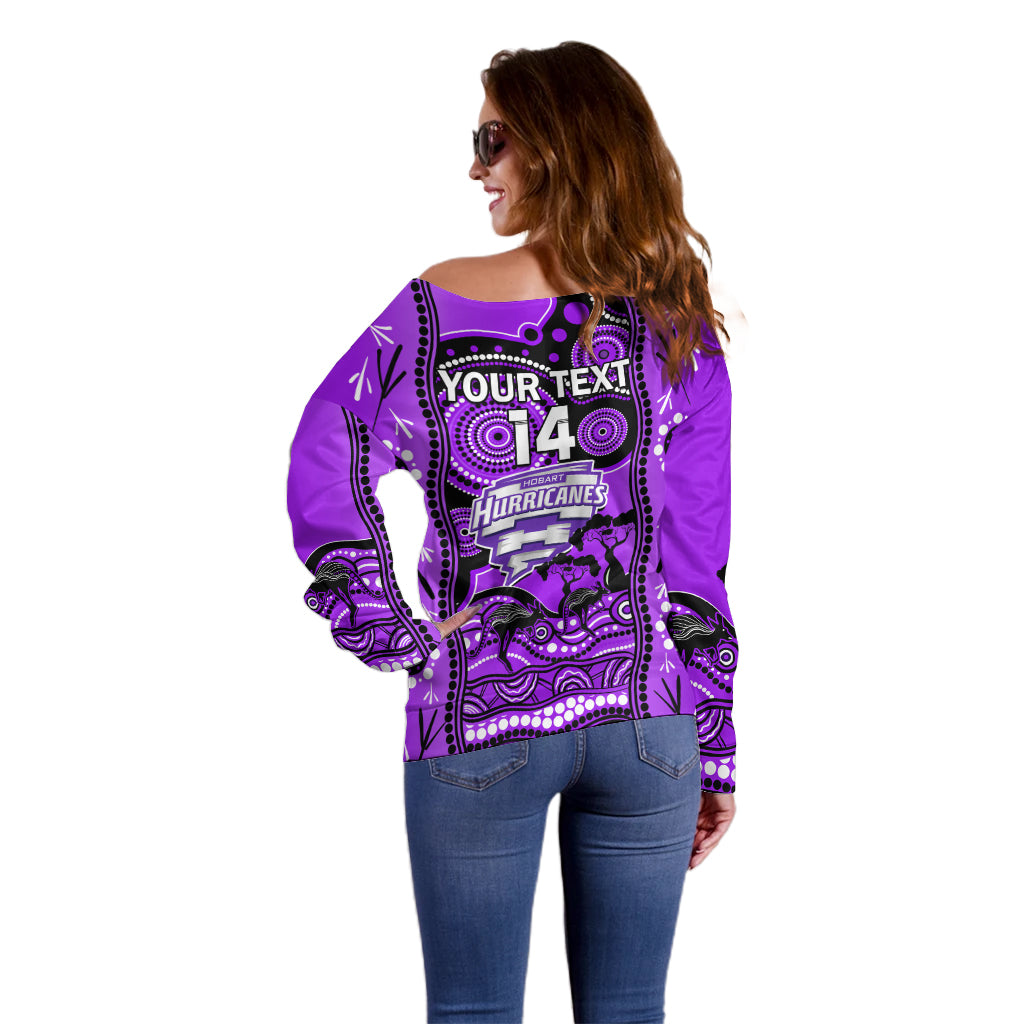 Custom Hobart Hurricanes Cricket Off Shoulder Sweater Happy Australia Day Aboriginal Art - Vibe Hoodie Shop