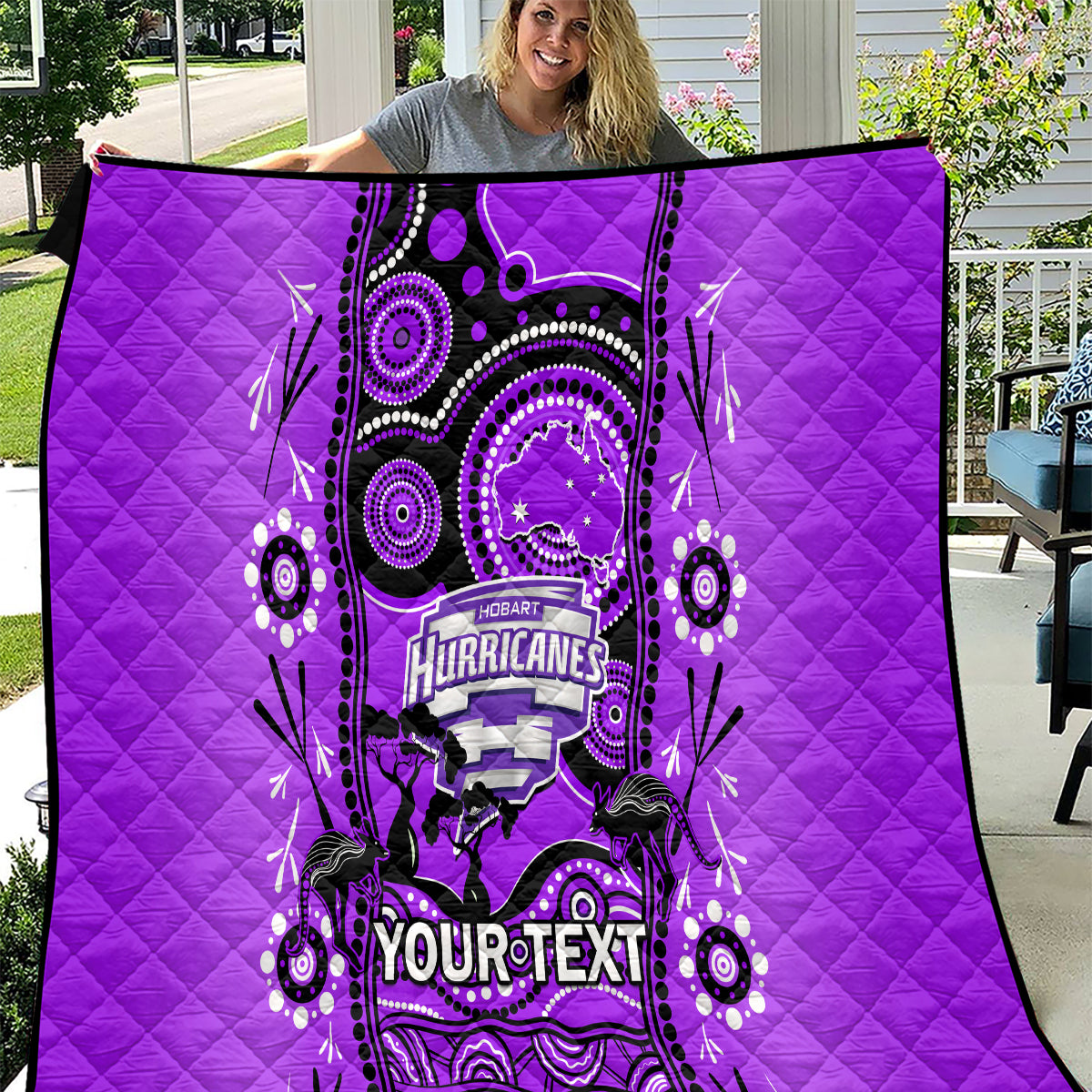 Custom Hobart Hurricanes Cricket Quilt Happy Australia Day Aboriginal Art - Vibe Hoodie Shop