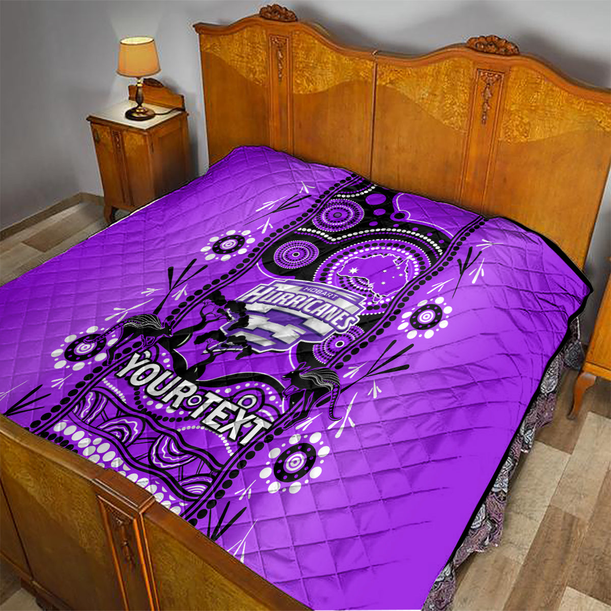 Custom Hobart Hurricanes Cricket Quilt Happy Australia Day Aboriginal Art - Vibe Hoodie Shop