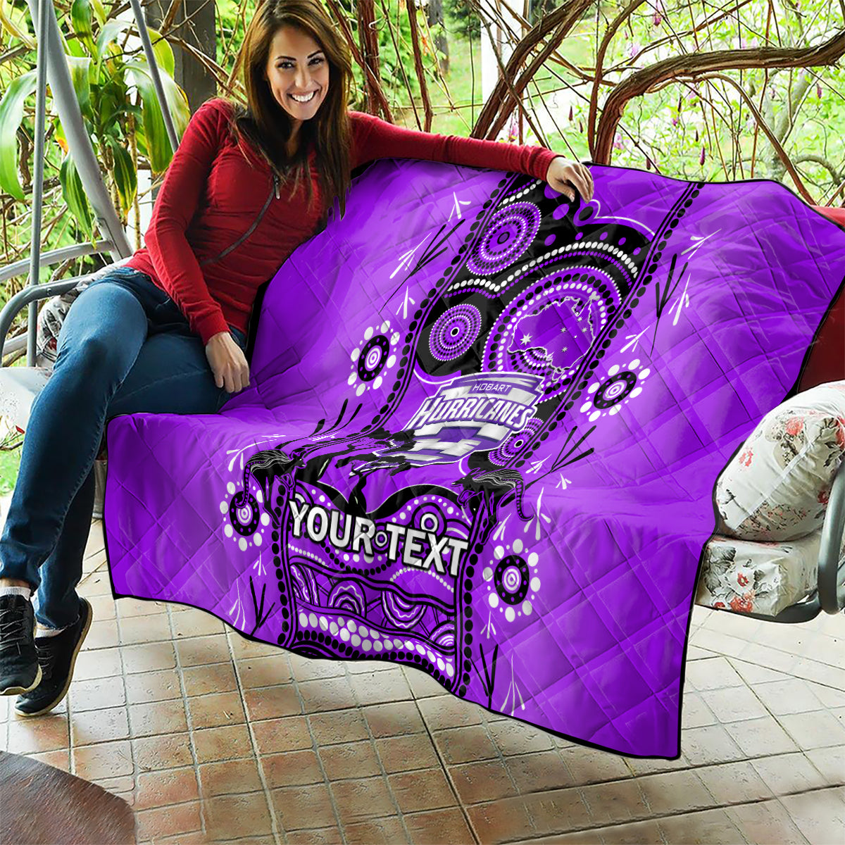 Custom Hobart Hurricanes Cricket Quilt Happy Australia Day Aboriginal Art - Vibe Hoodie Shop