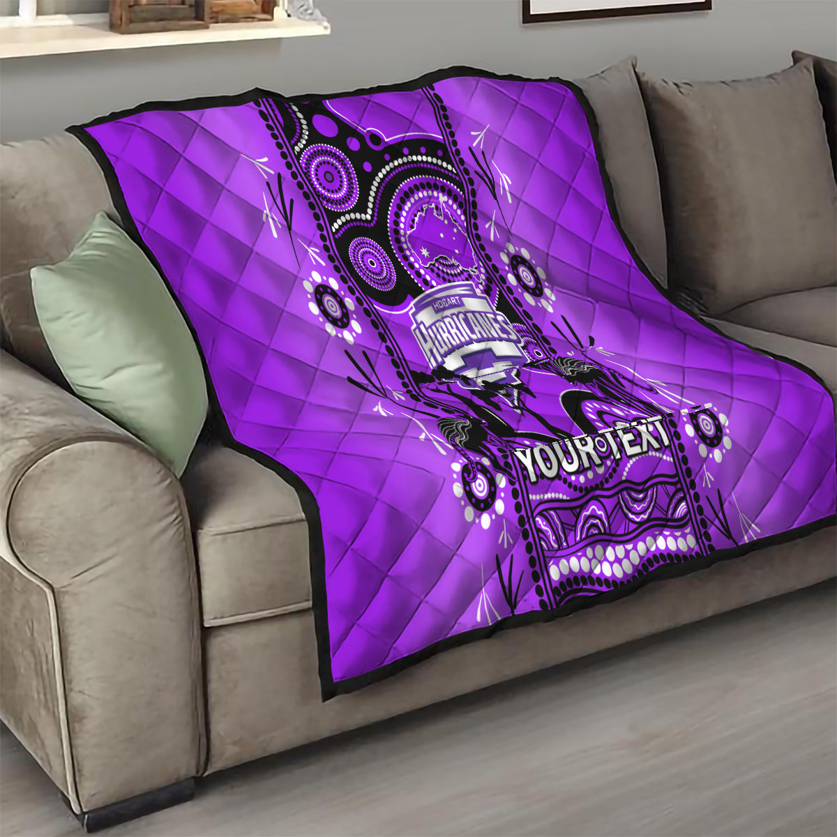 Custom Hobart Hurricanes Cricket Quilt Happy Australia Day Aboriginal Art - Vibe Hoodie Shop