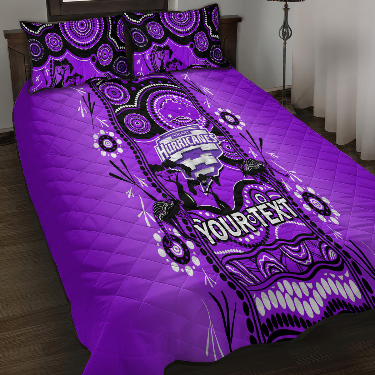 Custom Hobart Hurricanes Cricket Quilt Bed Set Happy Australia Day Aboriginal Art - Vibe Hoodie Shop