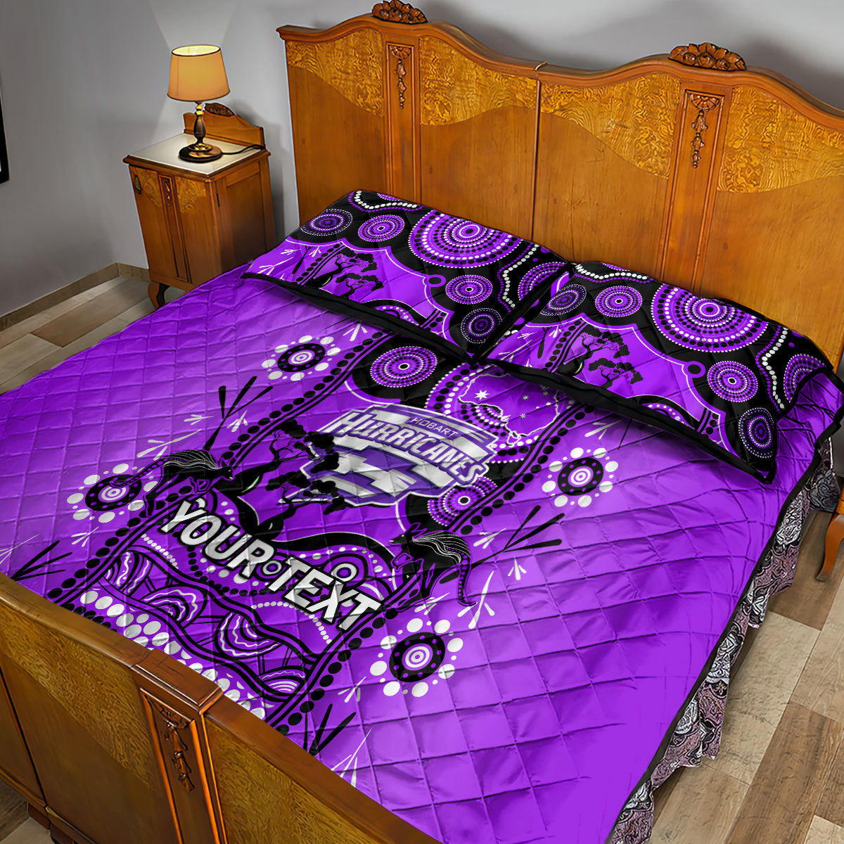 Custom Hobart Hurricanes Cricket Quilt Bed Set Happy Australia Day Aboriginal Art - Vibe Hoodie Shop